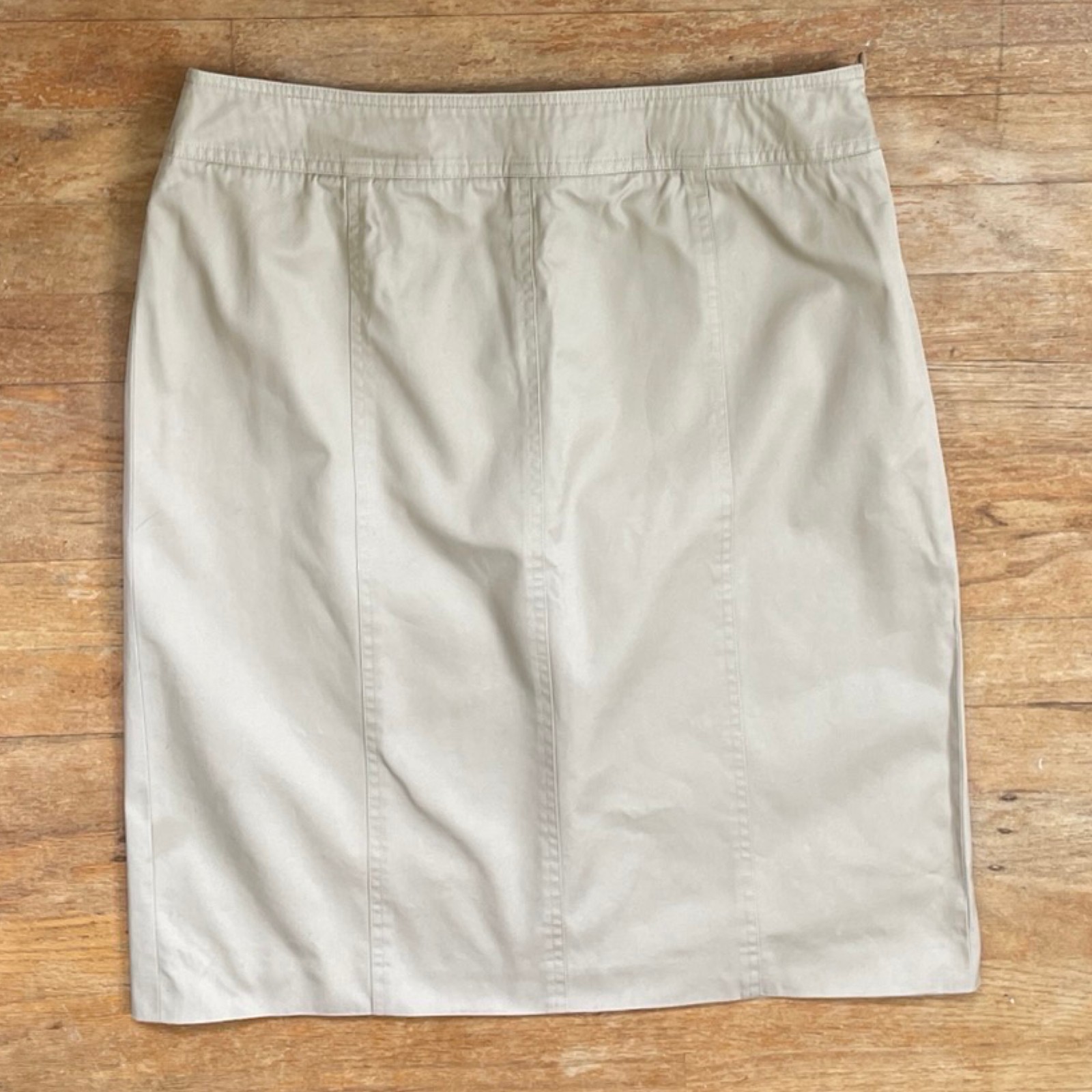 Vintage Khaki Skirt Size Large 33″ Waist 1990s Twill Cotton Straight Cut Twill