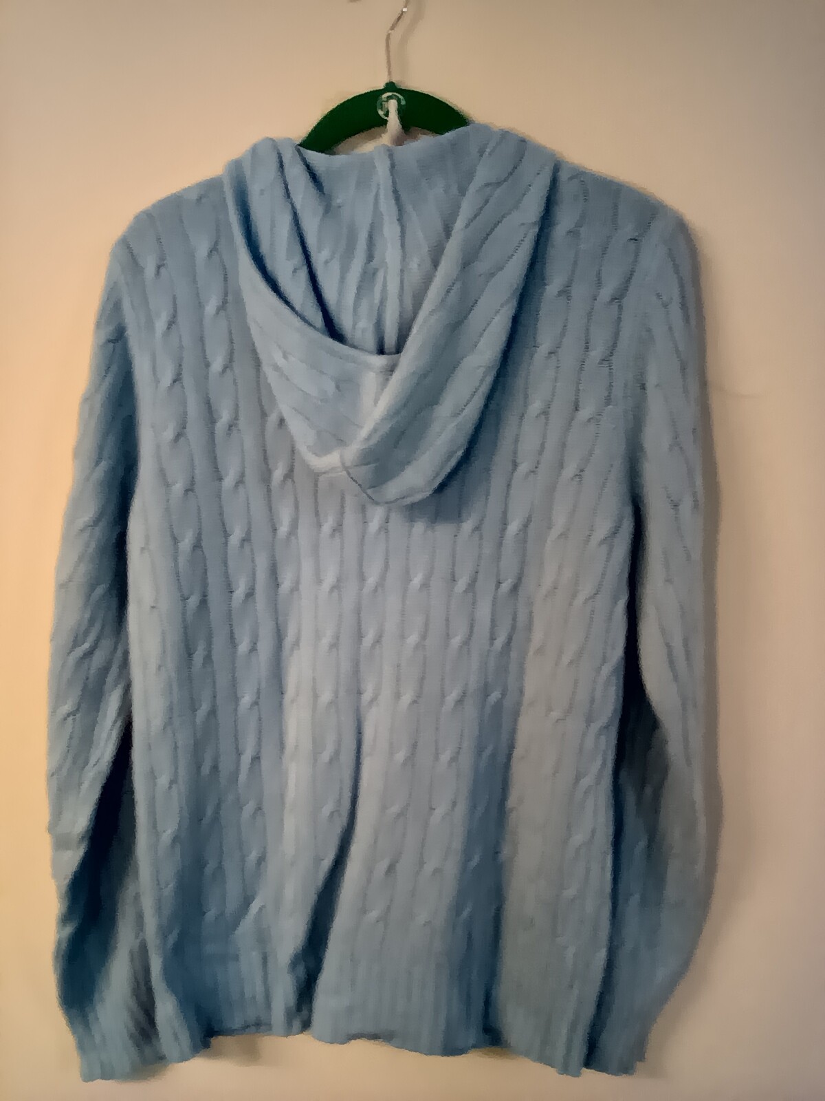 Vtg New York & Co blue hoodie sweater acrylic full zip pockets made in Hong Kong