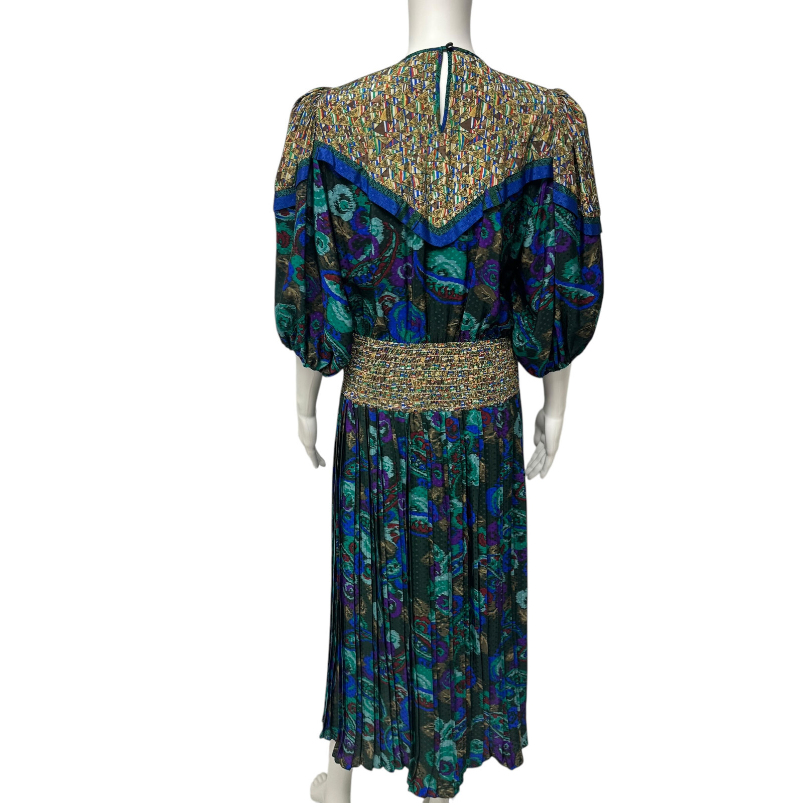 Vintage Assorti for Susan Freis women’s dress multicolor ballow sleeve size XS