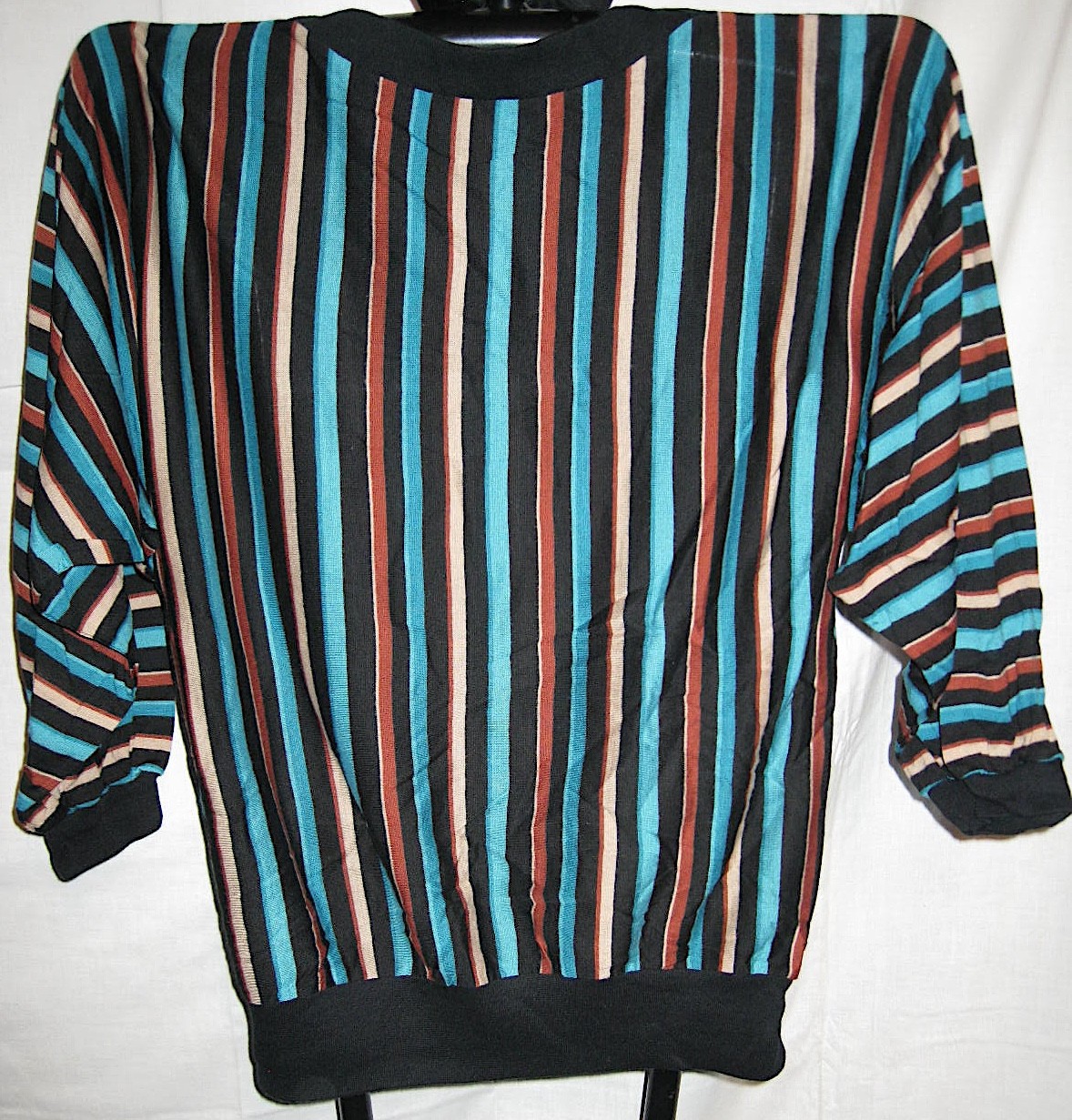 1980s Gotham Striped Knit Top Dolman Sleeve New Wave Deadstock Womens Medium