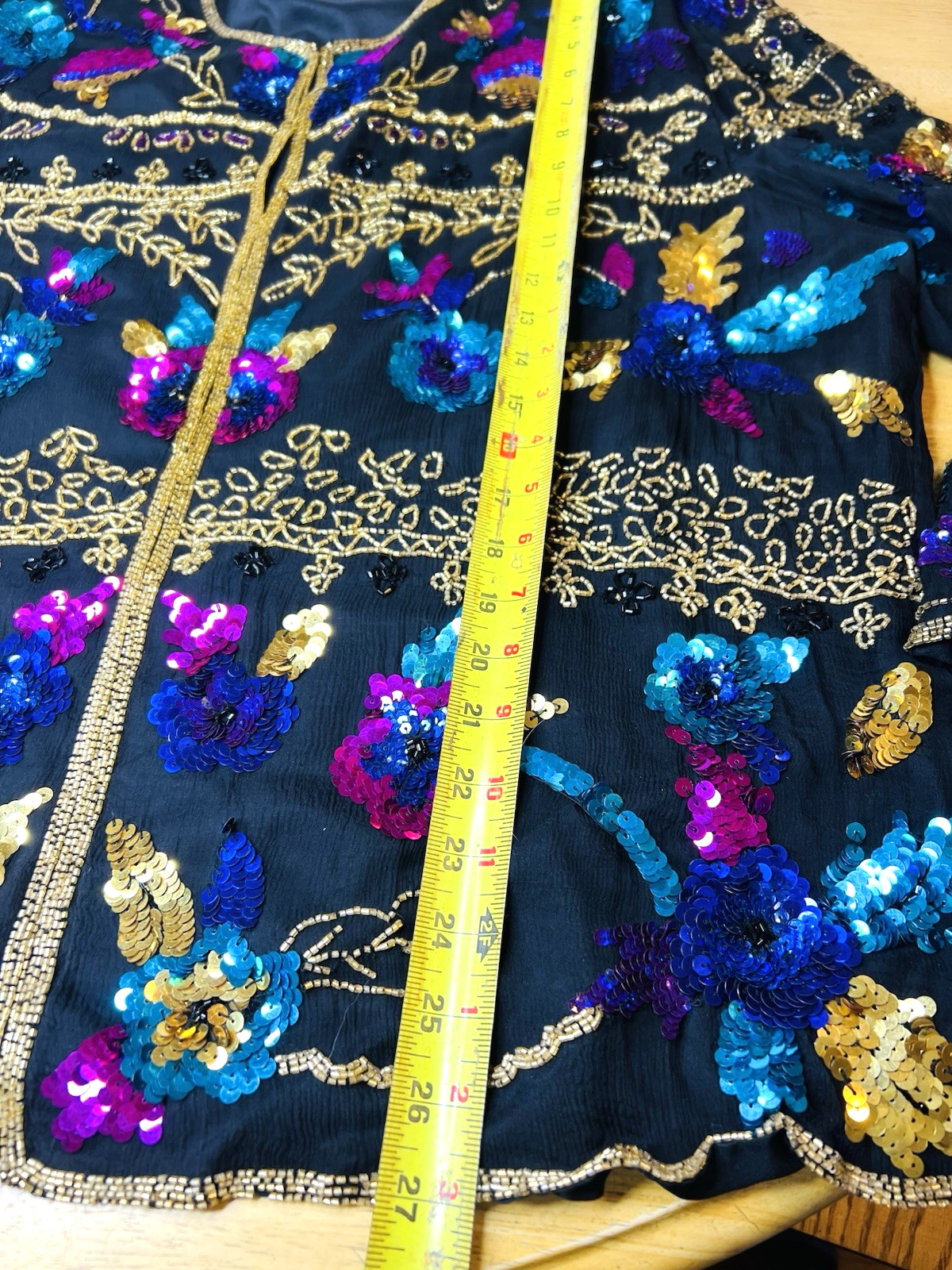 Vtg Drapers & Damons 1X Silk Colorful Sequins Beads Jacket Cardigan Plus Formal