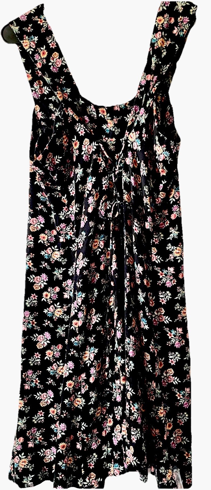 Vintage 90’s Betsy Lauren Black Floral Rayon Jumper Dress Size L