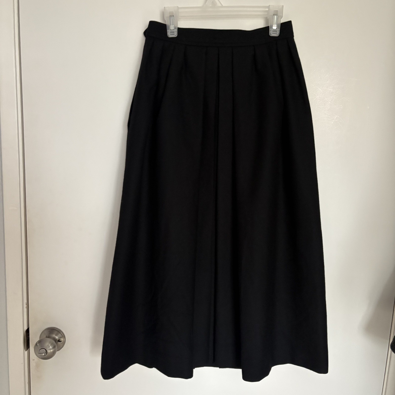 VINTAGE YSL YVES SAINT LAURENT RIVE GAUCHE BLACK WOOL SKIRT VINTAGE 1970’s 38
