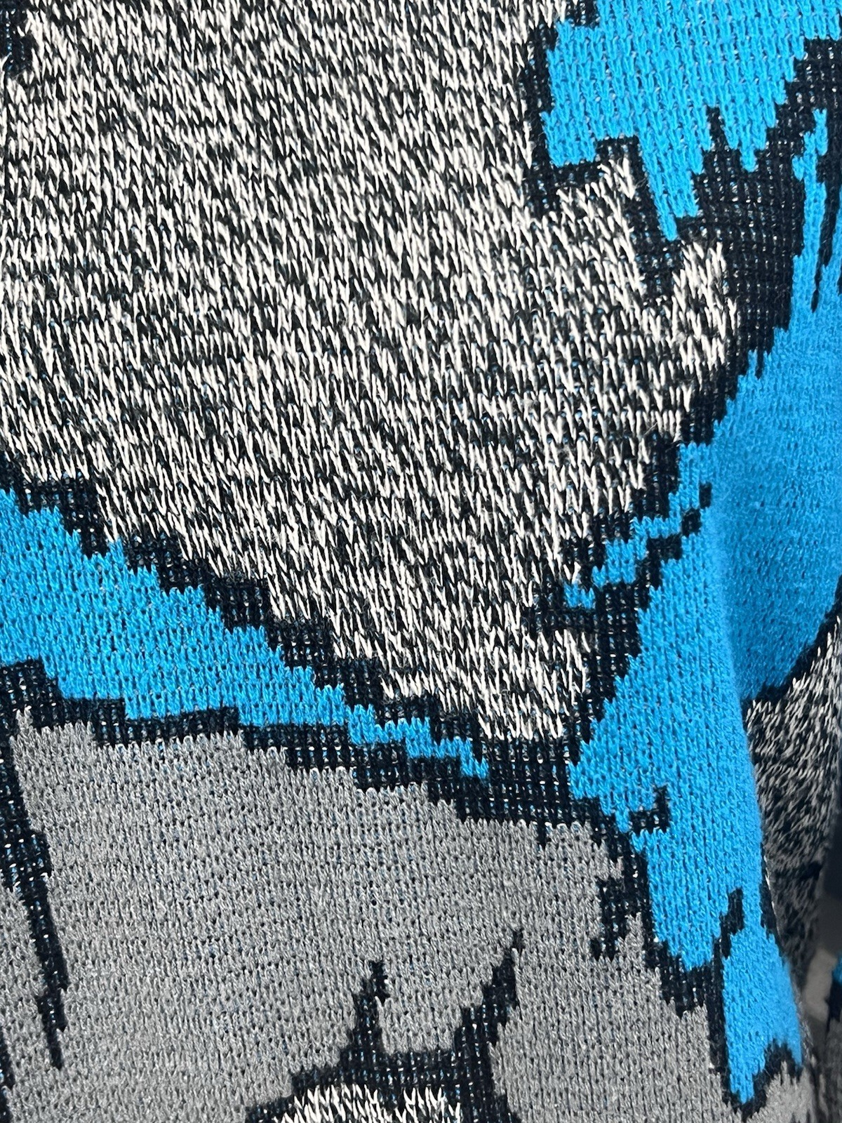 Vintage 80s 90s Cosby Style Frontline Sweater Teal Blue Chunky Knit Retro