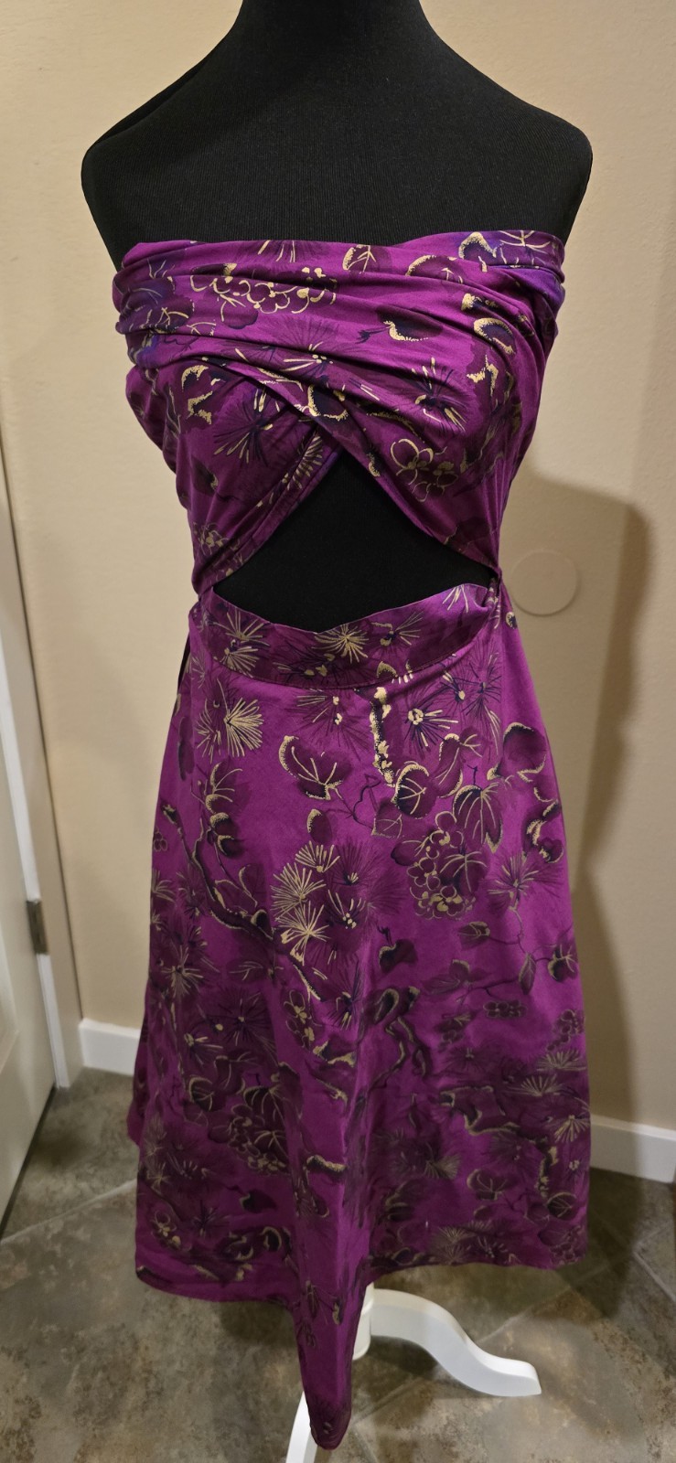 1950s Vintage Wrap Halter Top Hawaiian Purple Pinup Dress – Size Small
