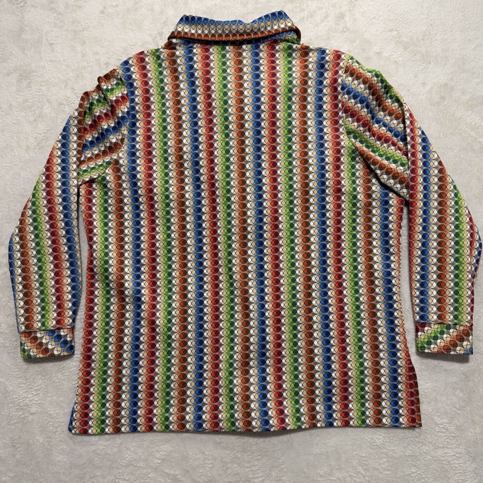 Vintage 60s 70s Geometric California Bright Ample Tops Hippie Jacket Tunic Top M
