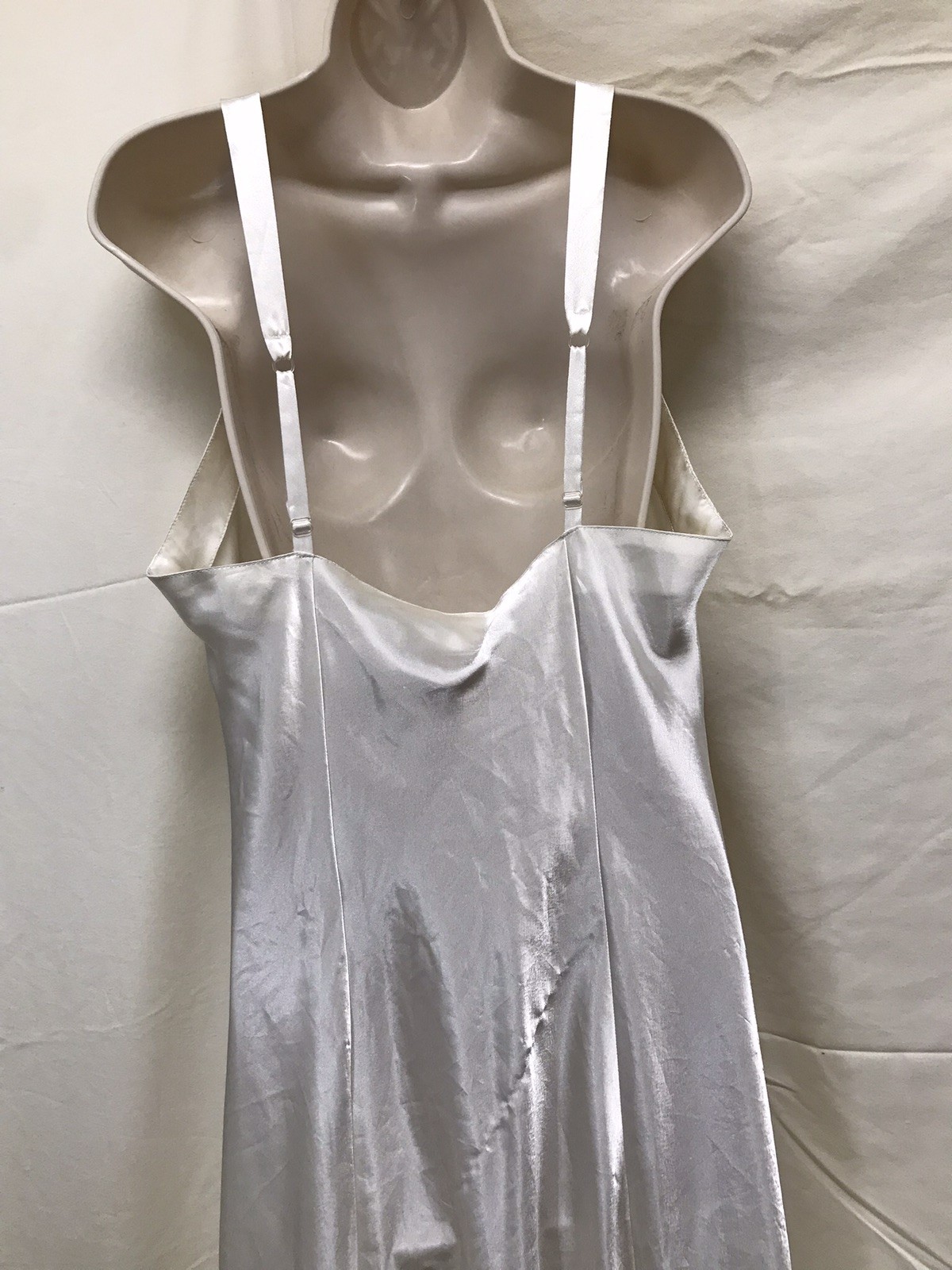 Victoria’s Secret Vintage Satin Lace Maxi Nightgown Champagne Slip Dress Sz L