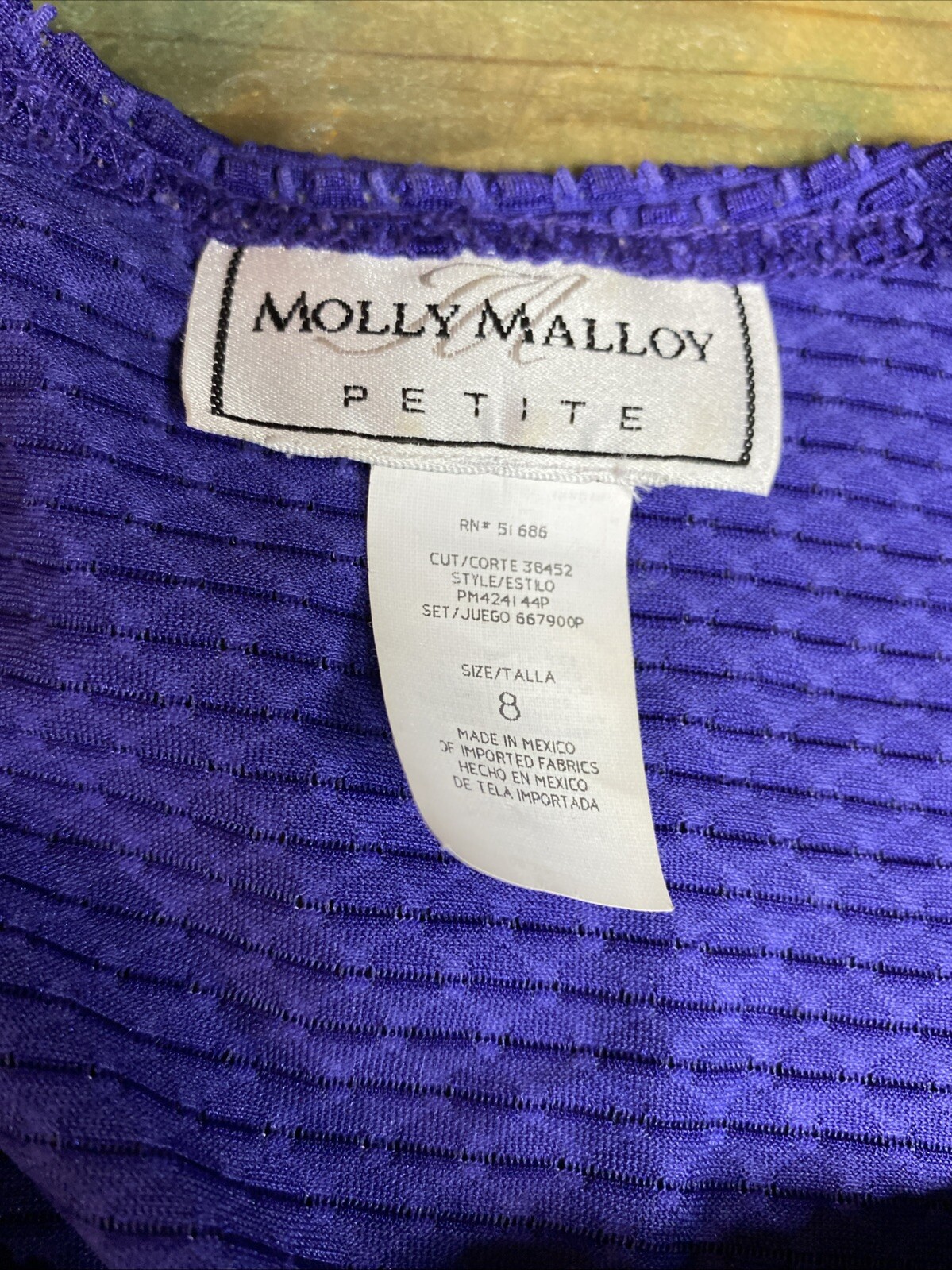 Vintage 70’s Molly Mallow Petite Purple Casual/Party Dress/ Jacket Size 8