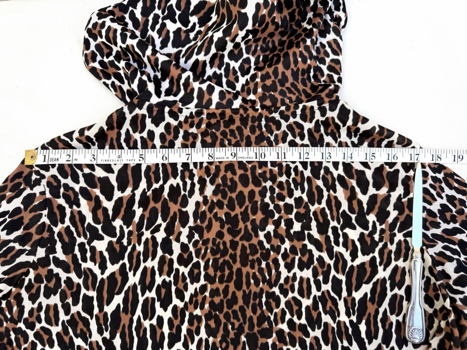Vintage 60s Cheetah Midi Robe Leopard Funnel Collar A-line Zip Front Sz S/M