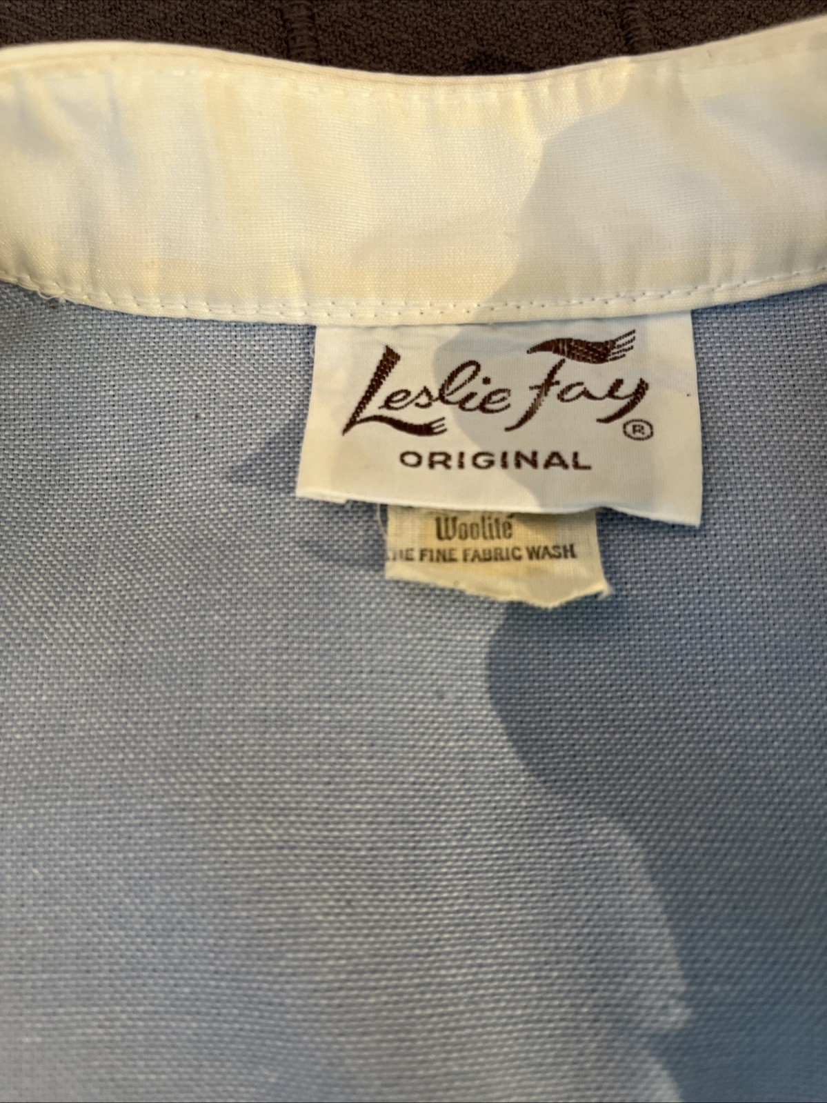 Leslie Fay Original Blue Oxford Cloth Sleeveless Shirtwaist