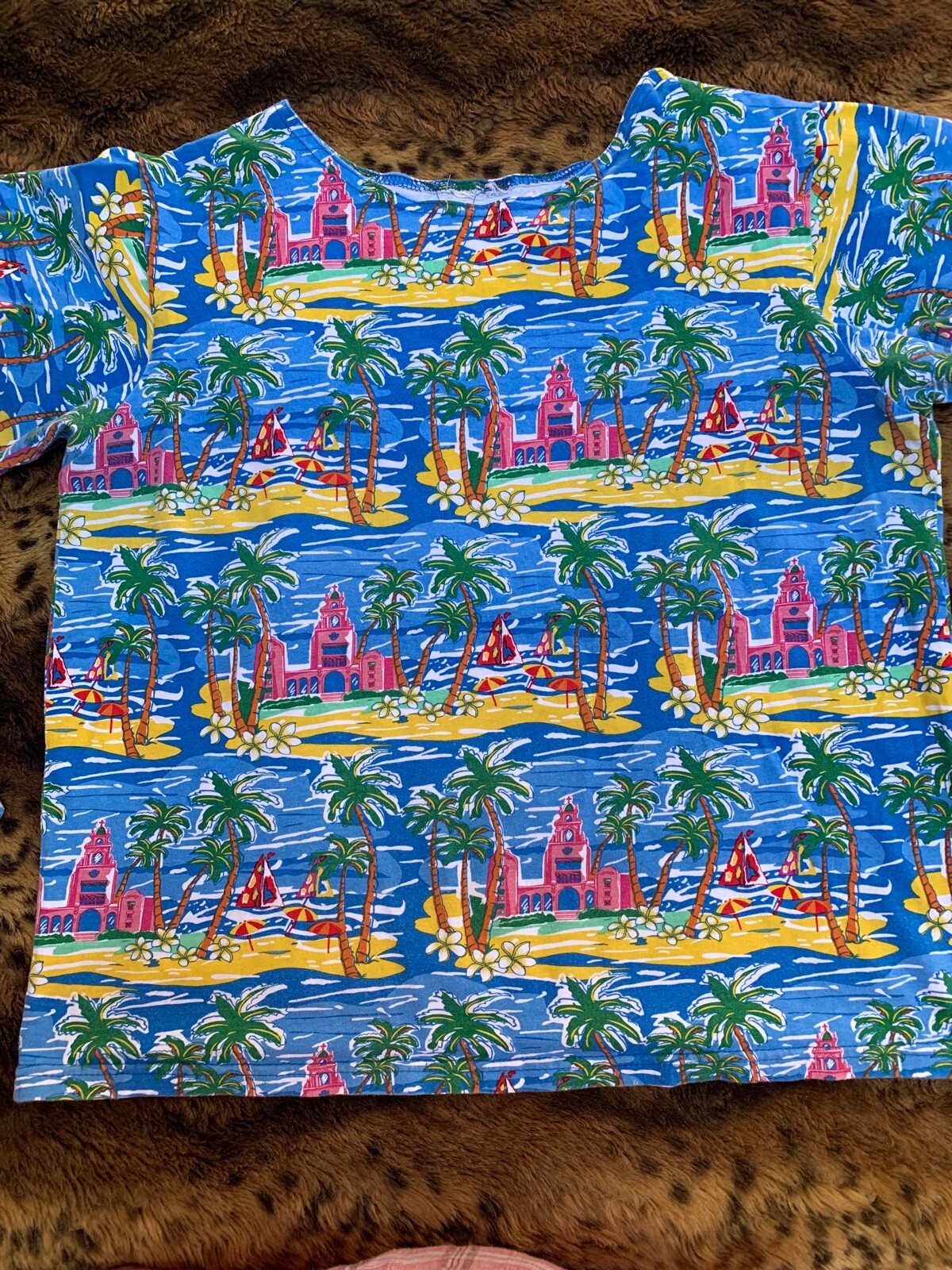 McInerny Hawaii Lounge Wear Two Piece Pajama Set Hawaiian Print Colorful Medium