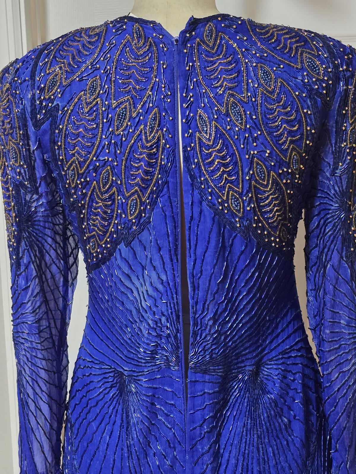 Jasdee Vintage Blue Beaded Dress, Size L