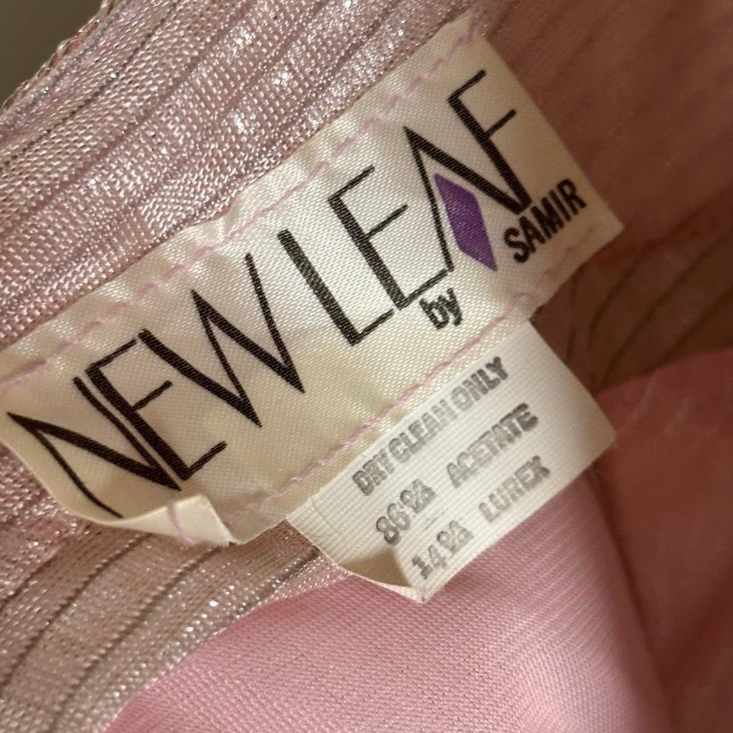 Vintage Ruched Metallic Lurex New Leaf by Samir Cocktail Dress Small Pink Silver