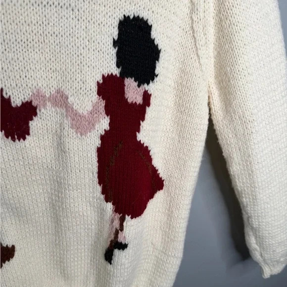 Vintage 1950s Homemade Hand Knit Intarsia Dancing Western Couple Wool Cardigan