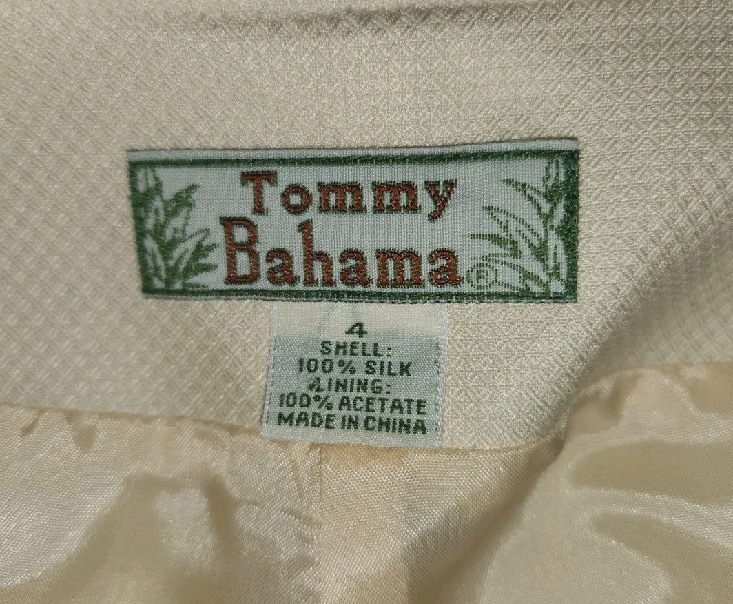 Vintage Tommy Bahama Size 4 S Small Women’s 100% Silk Top Pant Set Yellow Floral