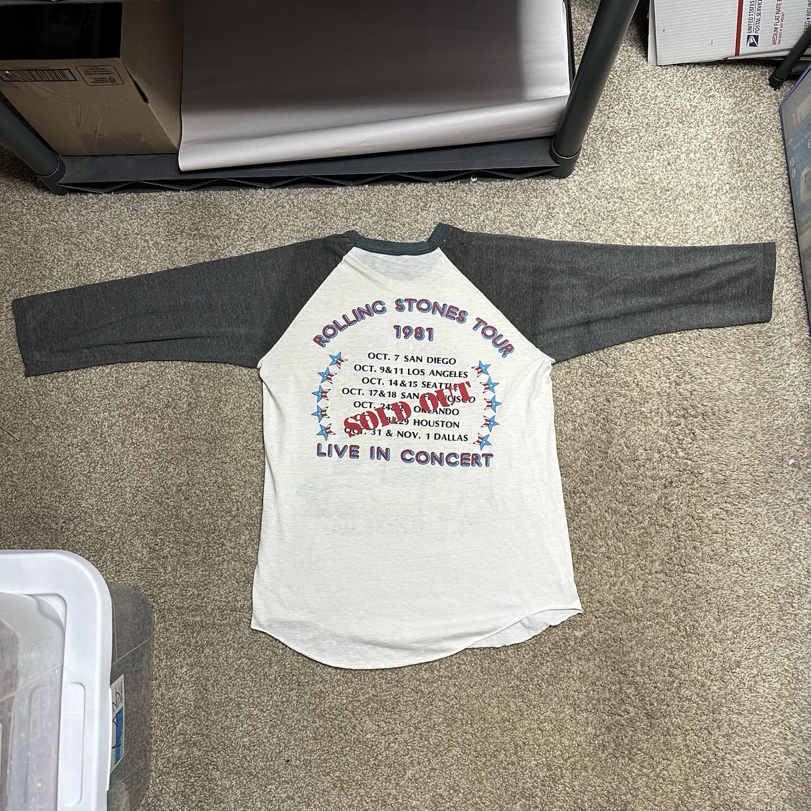 Vintage 1981 Rolling Stones Tour Baseball Shirt SOLD OUT Dragon Authentic Large