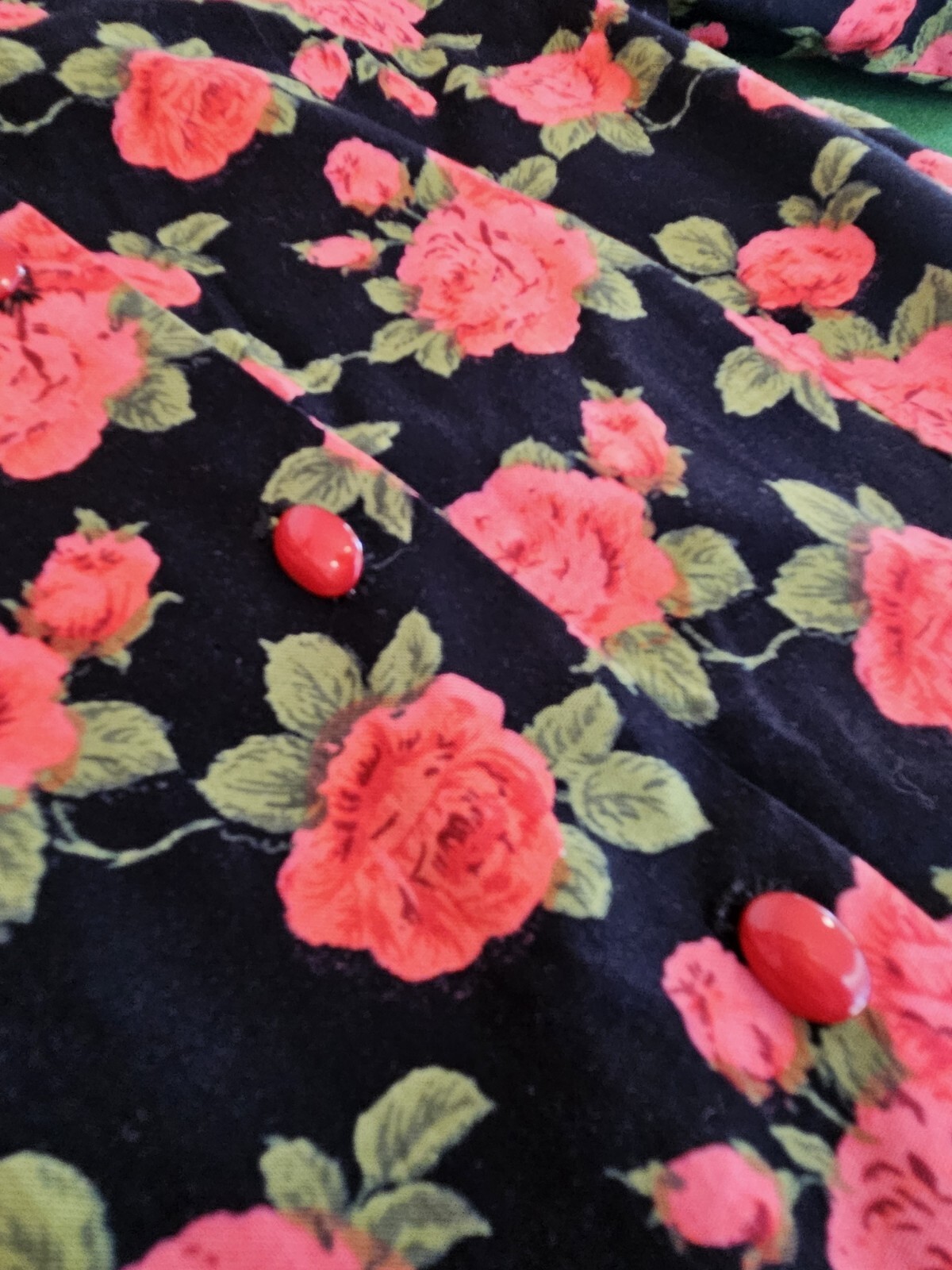 Vintage Original 50s Mid Century Dress Swing Pinup Rockabilly Red Roses Sz XS-S