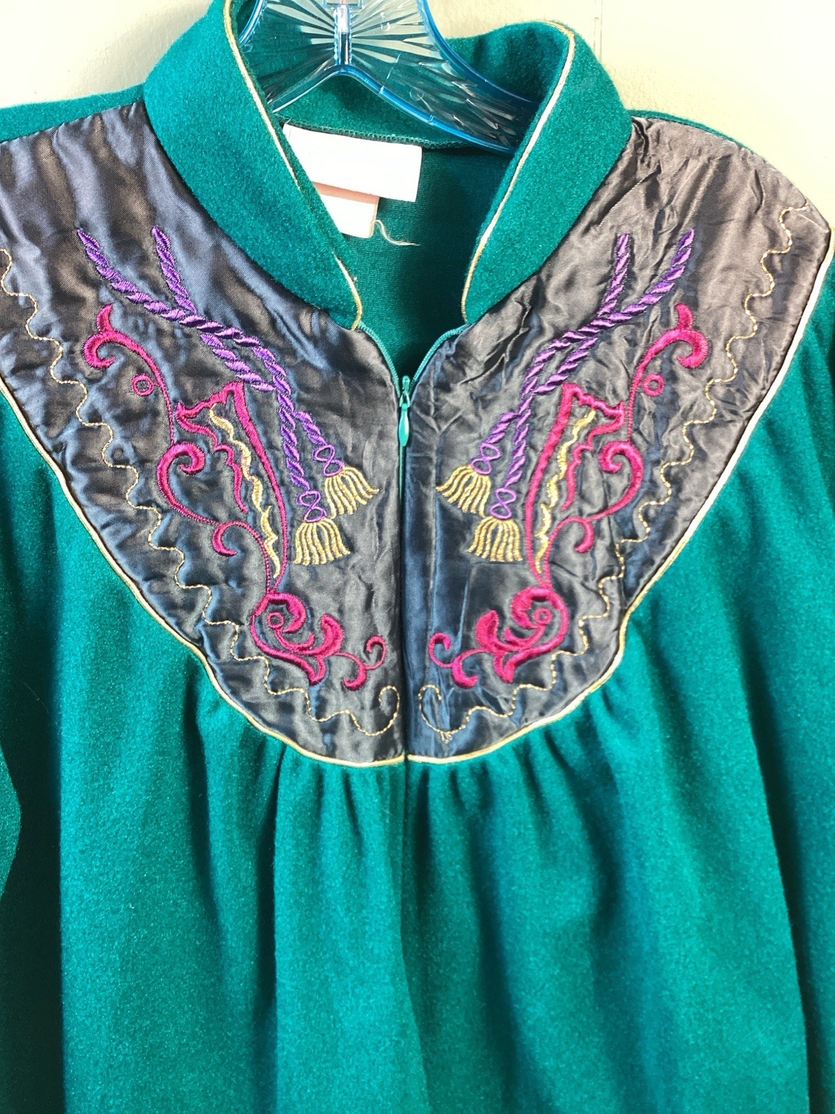 Vintage Just For Women Green Robe Lounge Sleepwear Muumuu Housecoat 90s L XL