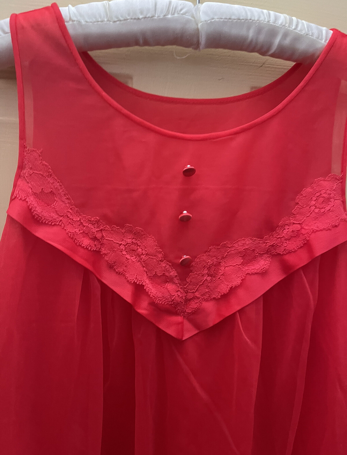 Vintage 60s Gaymode By JC Penney Size 14 Red 2 Layer Chiffon Nylon Babydoll