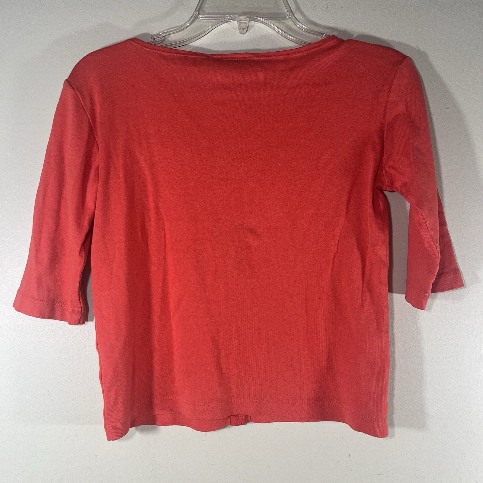 Y2K Vintage DKNY Top Shirt Size Small Cotton ORANGE Scoop Clasp Front Women’s