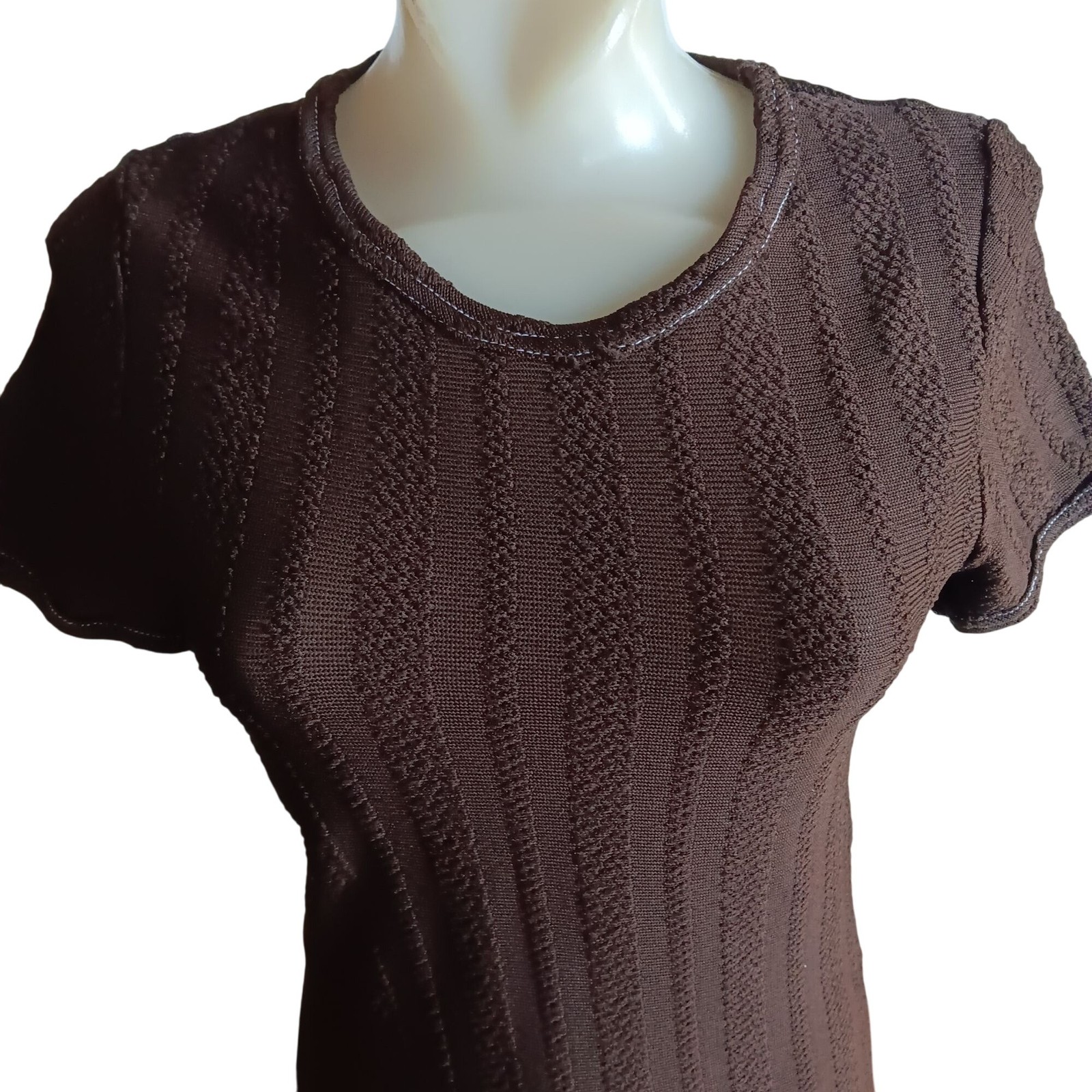 Single Stitch 1970’s Disco Knit Top True Vintage Medium T-shirt Brown Top USA