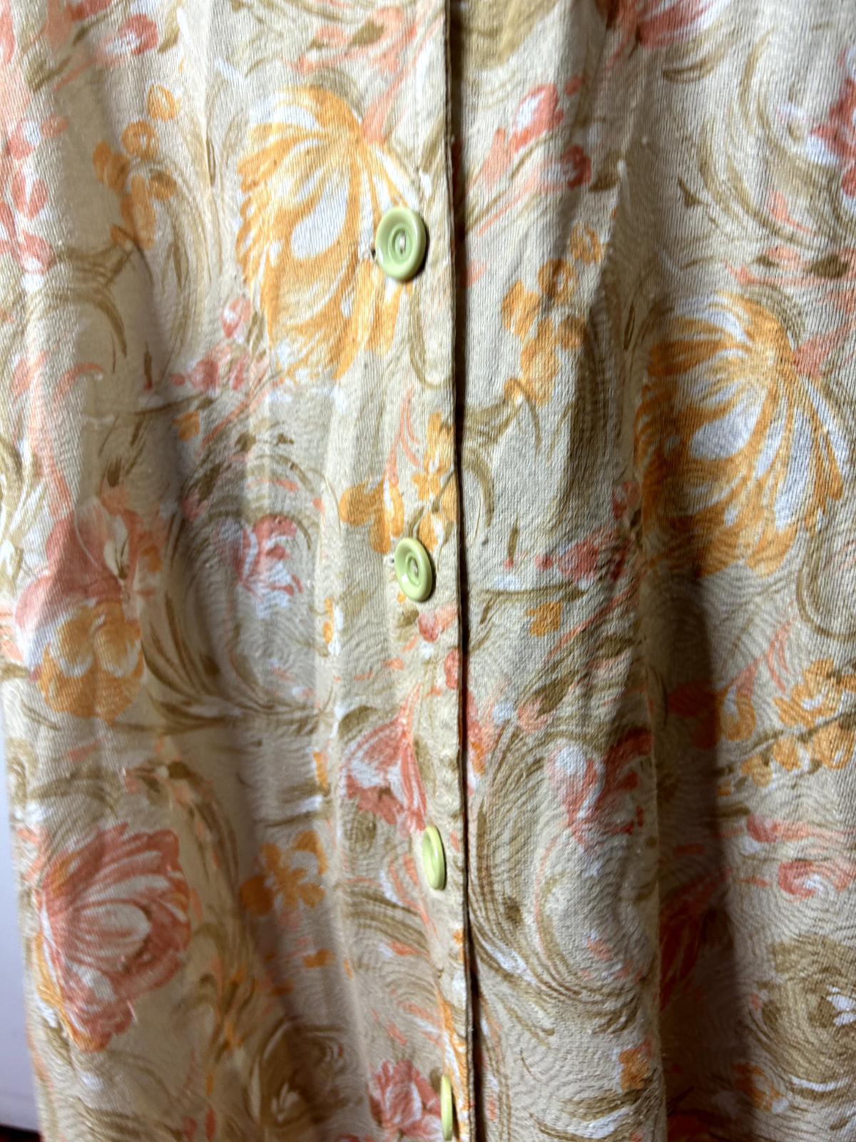Vintage Australian 1970s Doratex Floral Shirtdress Button Down Pink Orange AU 14
