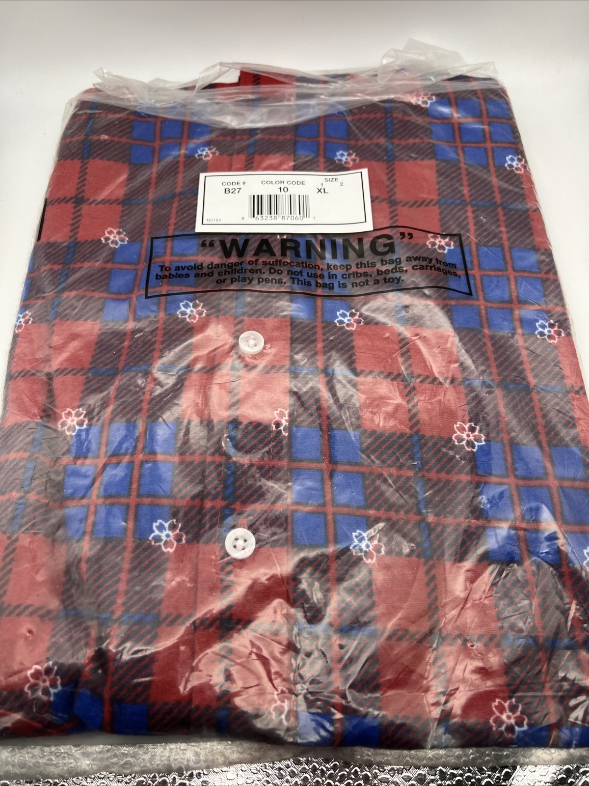 Vintage American Sweetheart Shirt New In Package Red Blue Plaid White Flowers