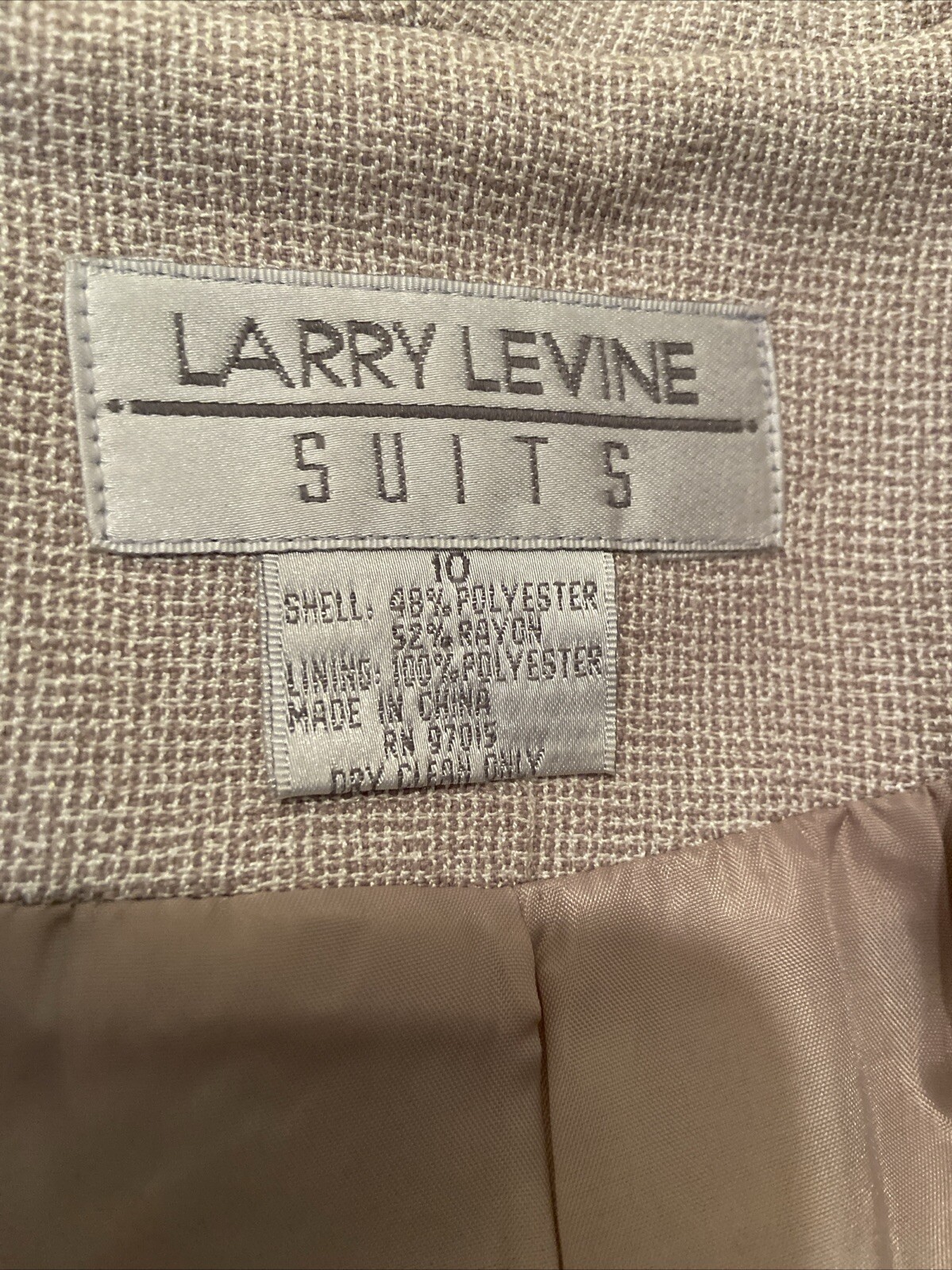 Vintage Larry Levine Beige Chic Jacket 1 Button Pleats Pockets Belt Detail Sz 10