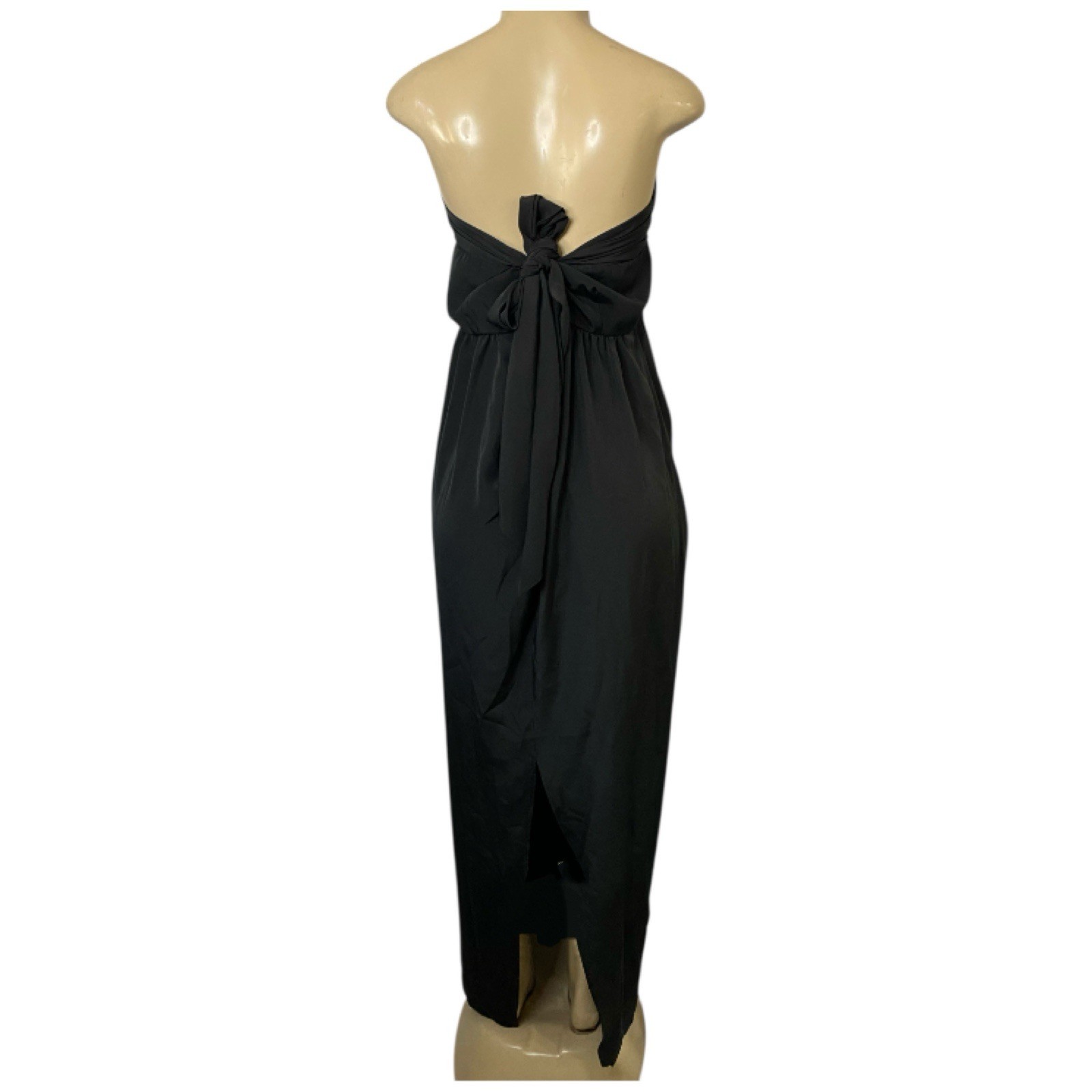 VTG 80s Black Satin Gown Multifunctional Dress & Skirt Sz M Retro Goth Grunge