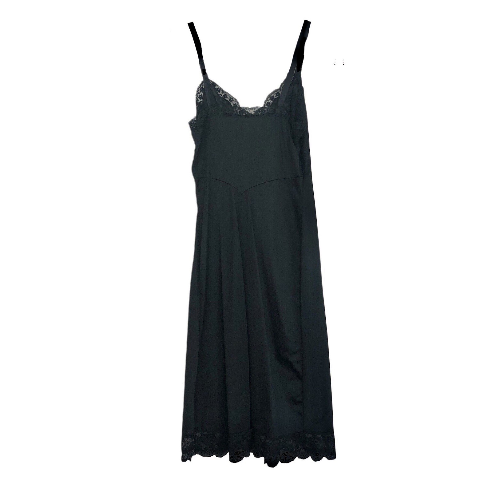 Vintage Gossard Artemis Full Slip Adj Straps Nylon Lace Black Negligee Size 32