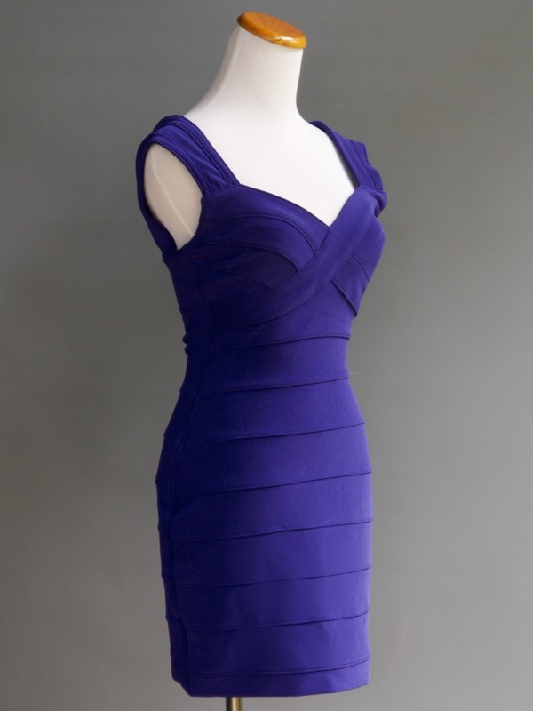 VTG Tadashi Pure Purple Kryptonite Body Con Sexy Bandage Tight Stretch Dress S