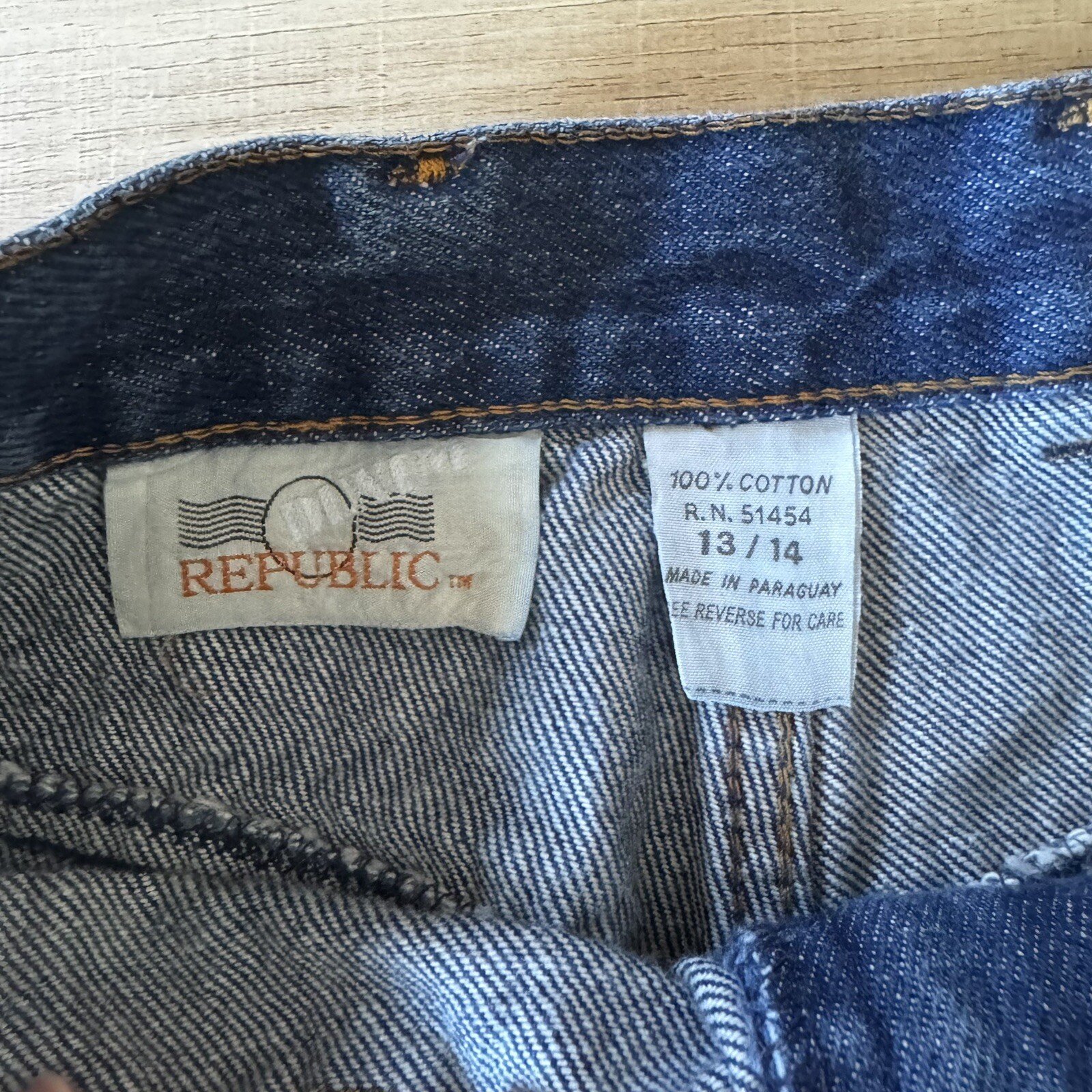 Mom Jeans Republic Denim High Rise Medium Wash Straight Leg Size 13/14 Vintage