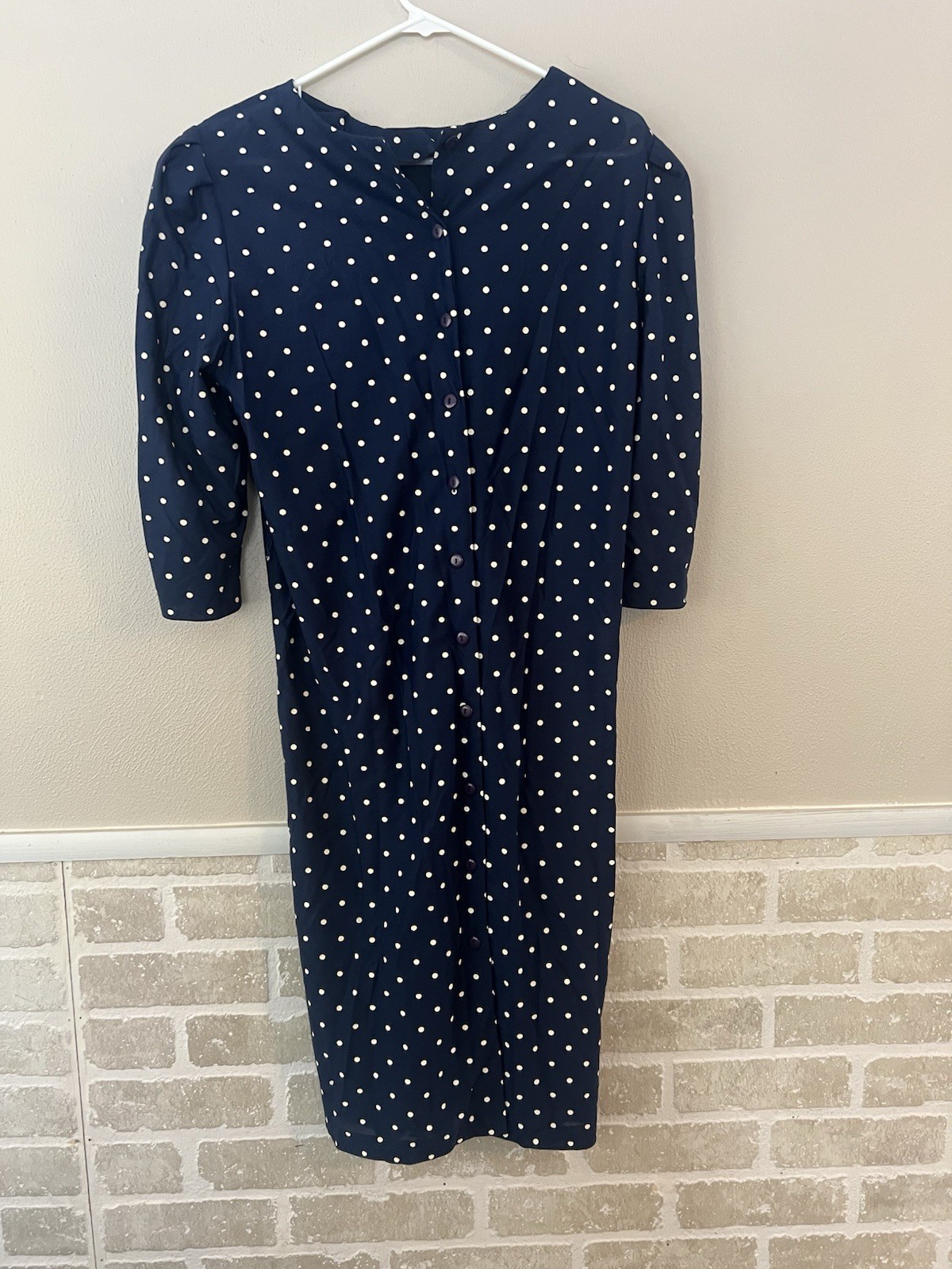 Vintage Navy Polka Dot Dress w Cropped Bolero Made USA Retro Pin-Up