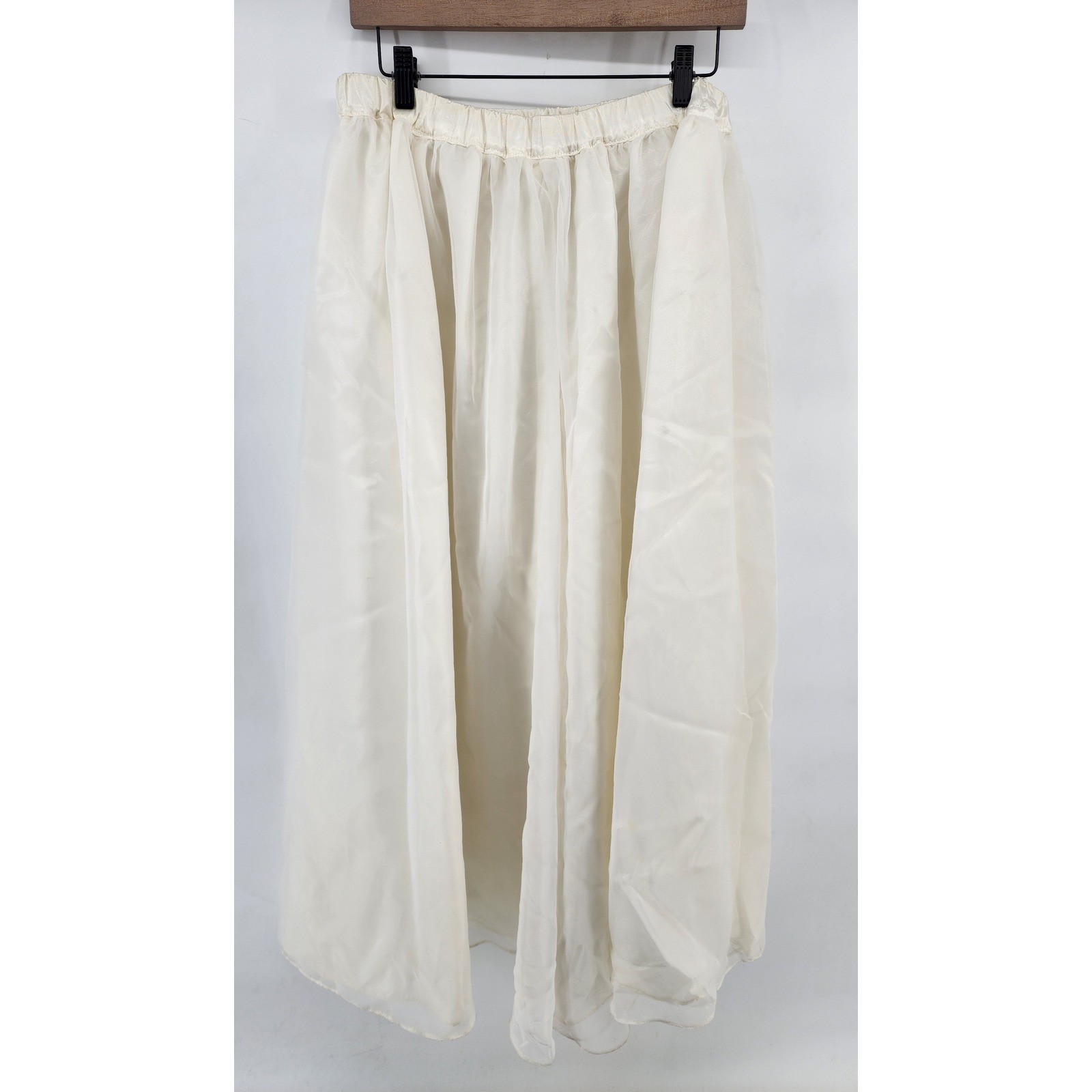 Vintage Red Taffeta Puff Sleeve Top and White Satin Maxi Skirt Set Made USA 1X