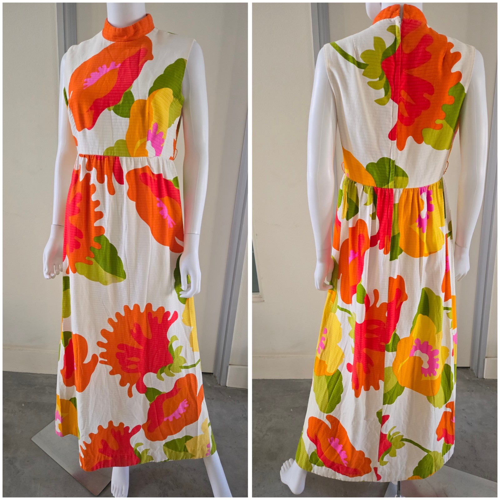 Vintage 60s Psychedelic Maxi Kimo’s Muumuu Hawaiian Dress Tiki Volup 70s Malia