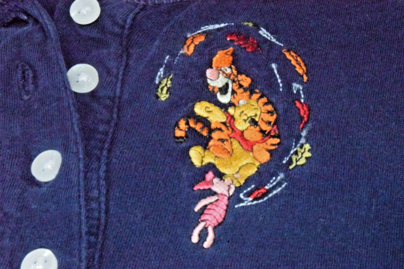 Vintage Henley Shirt Pooh Jerry Leigh Size M Y2K Navy Blue Embroidered Tigger