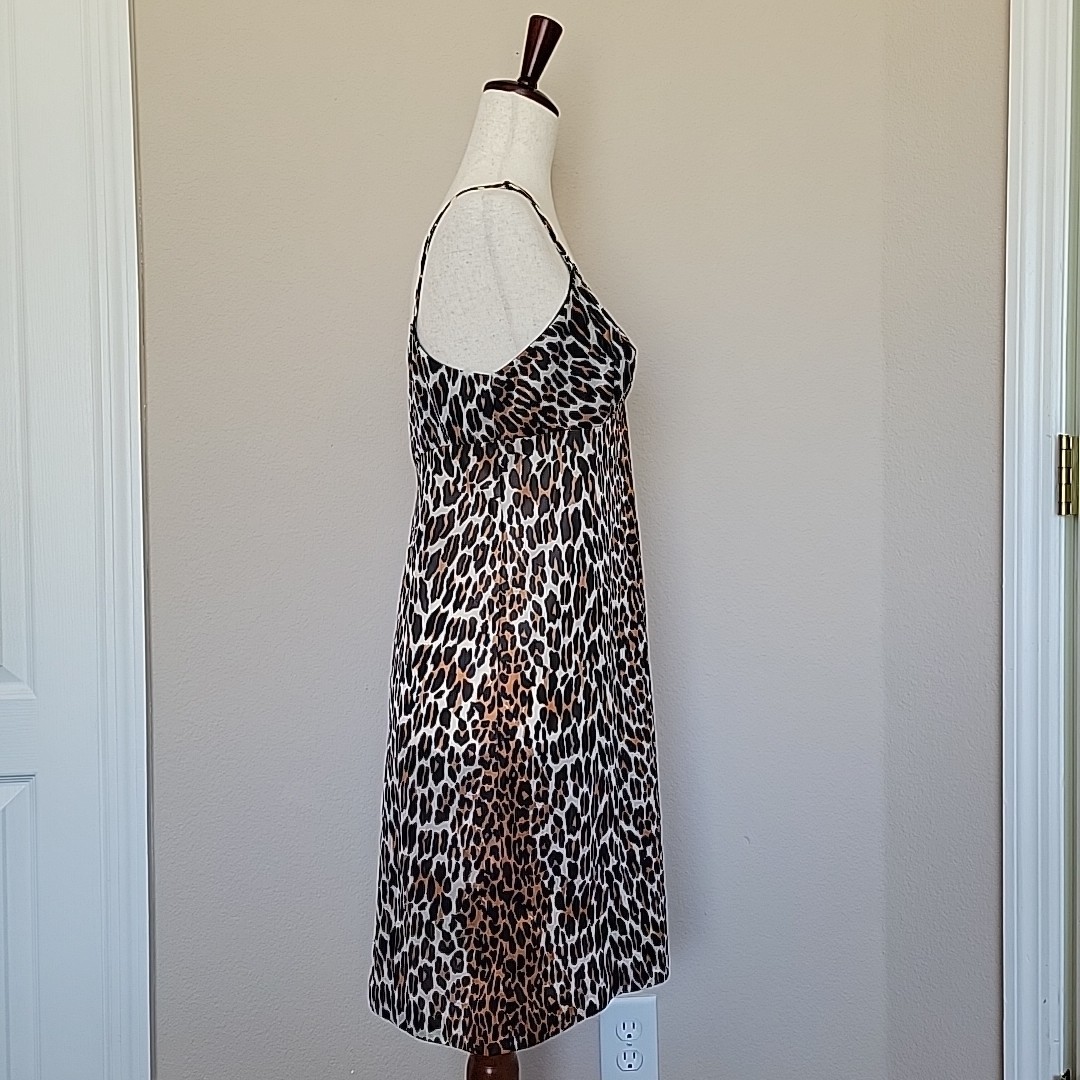 Vtg Vanity Fair Leopard Print Babydoll Slip Dress Size S USA Animal Rockabilly