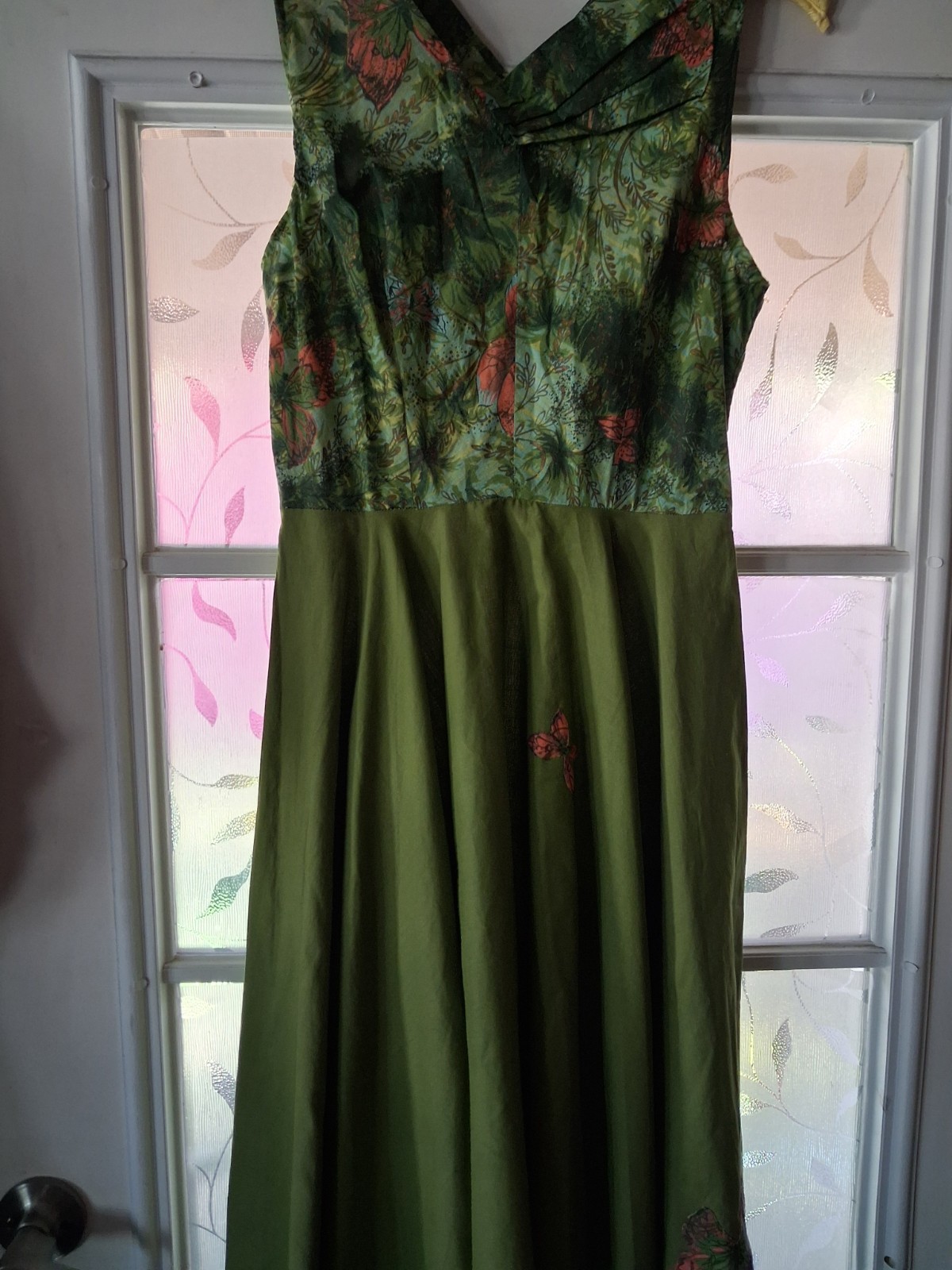 Vintage 50’s Circle Dress, Sundress, Hand Made, Metal Zipper, Butterfly S