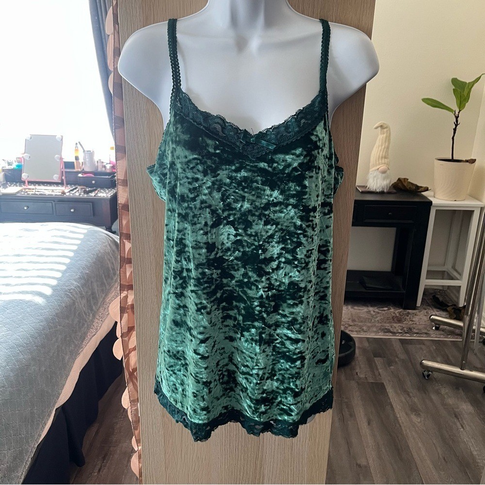Faded Glory Green Velvet Lace Top
