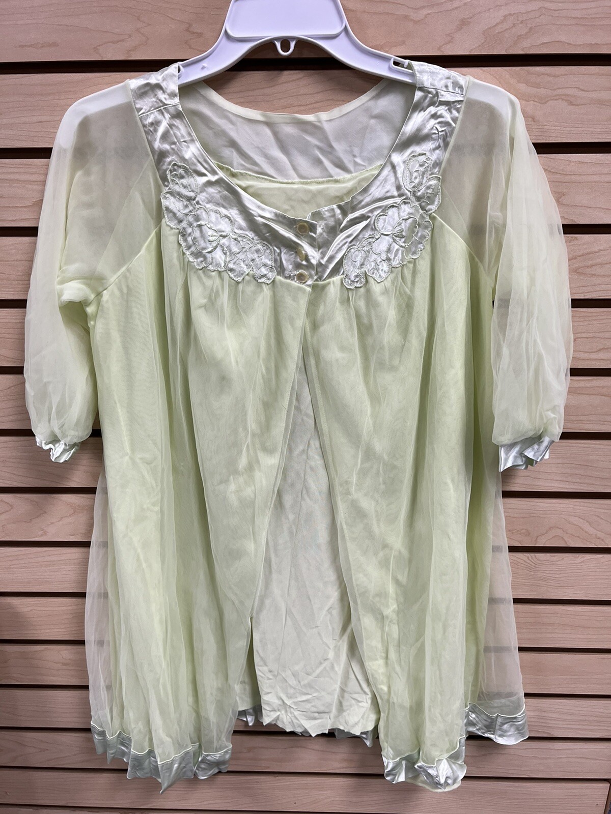 Vintage Sears Baby Doll Robe Cover Size Medium 36 Short Sheer Nylon Light Green