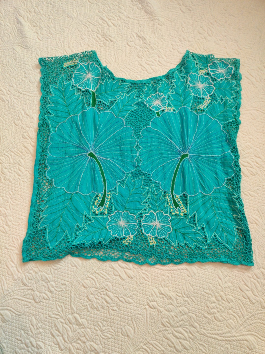 Vintage 90s Floral Cut Lace Top & Skirt Tropical Hawaiian Beach Set