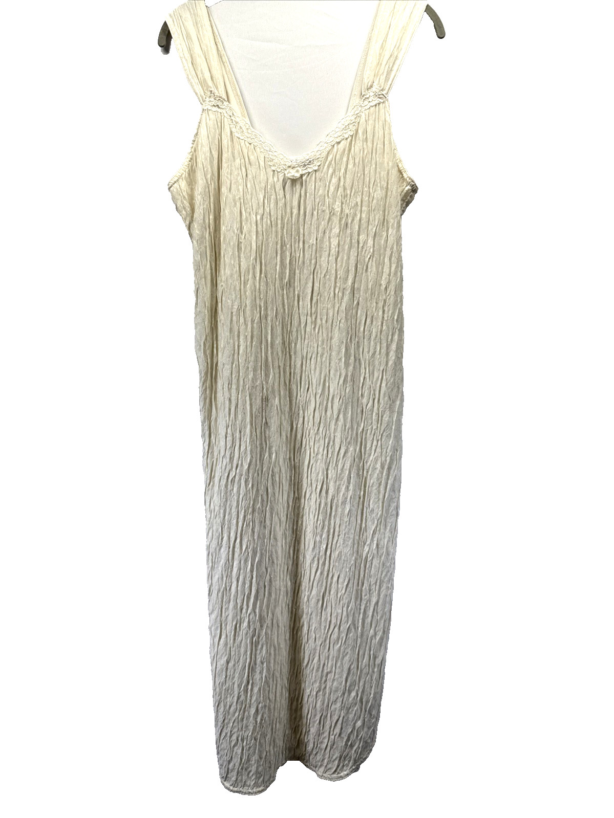 Vintage Lucie Ann II Nightgown Slip Dress Small Textured Midi Stretch Lace Bow