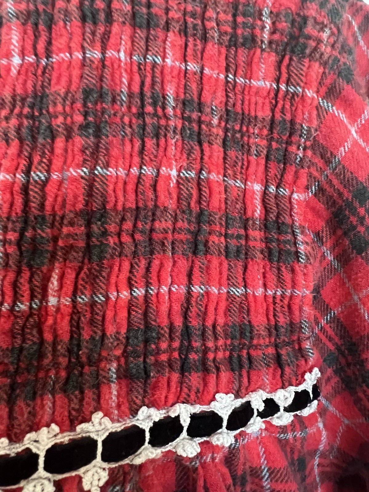Vintage Fundamentals Flannel Nightgown Red Plaid Grannycore Prairie L 14/16