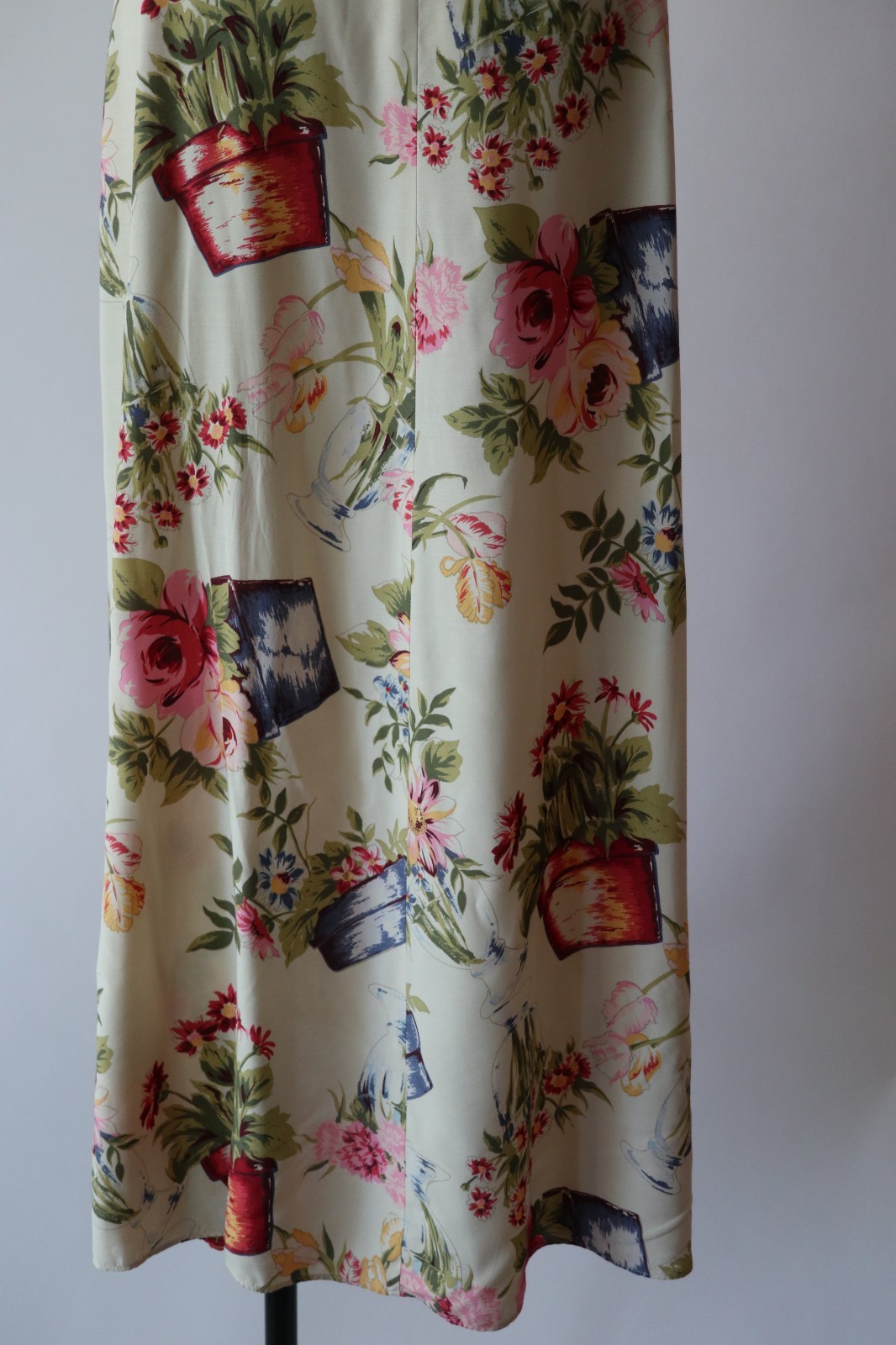 90s Vintage Pastel Garden Plants Pots Sleeveless Long Maxi Sundress Women S M