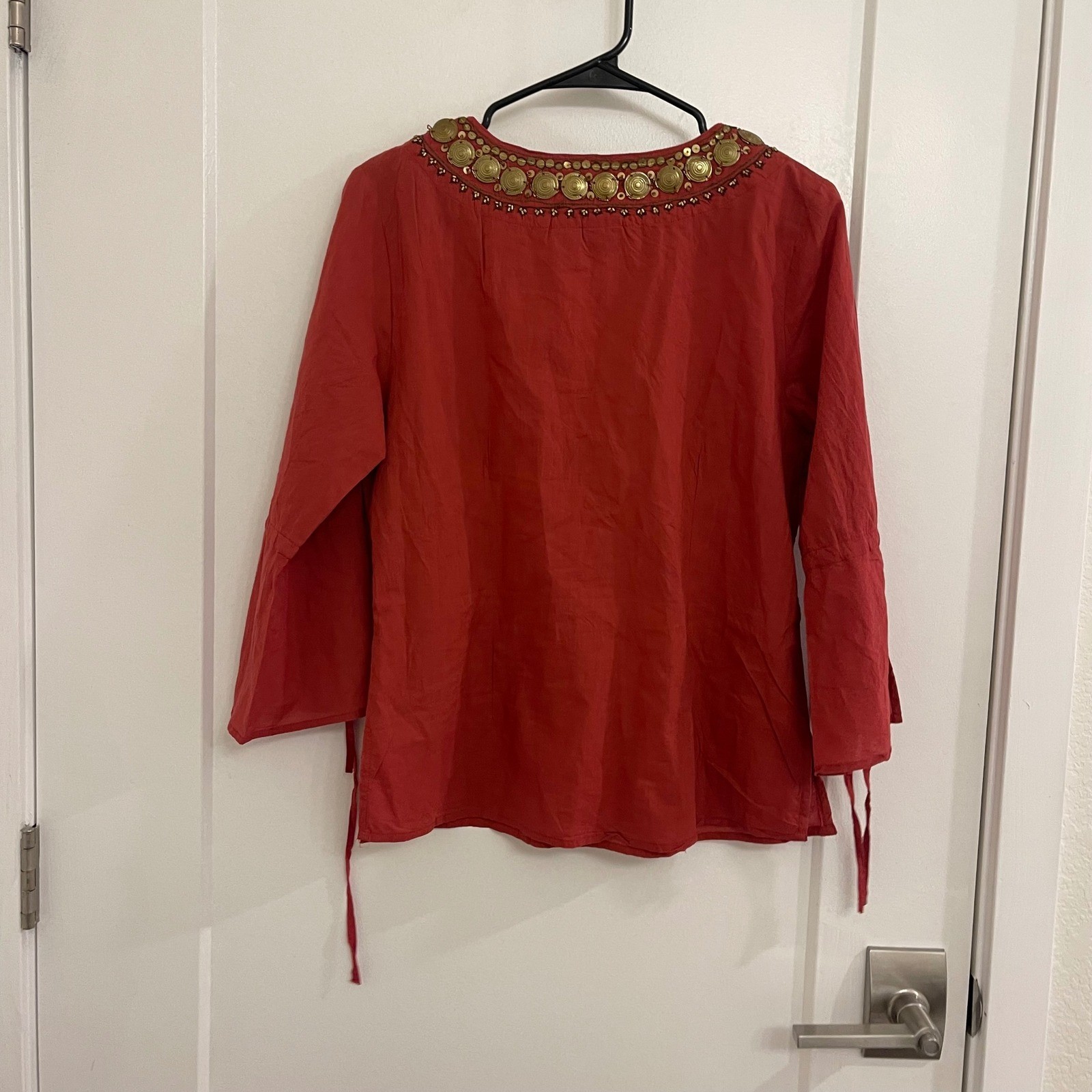 Vintage Willi Smith Medallion Boho Blouse Indie Hippie Beachy Coastal