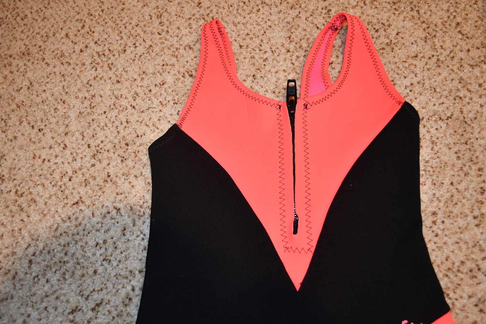 VINTAGE 1980’s 1990’S BLACK PEACH PINK NEOPRENE SWIMSUIT OCEAN TEC MEDIUM