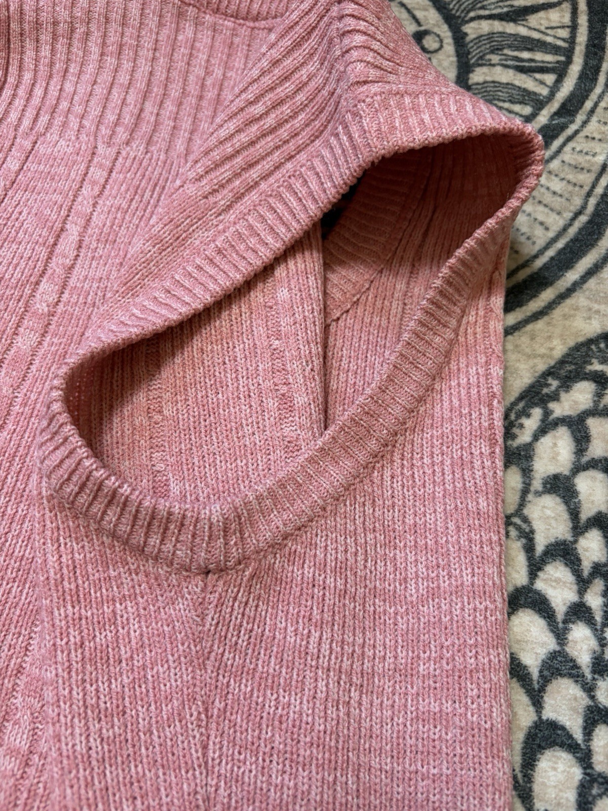 Vintage 70s Dusty Pink Sweater Vest Size S Knit Sleeveless Button Up Preppy