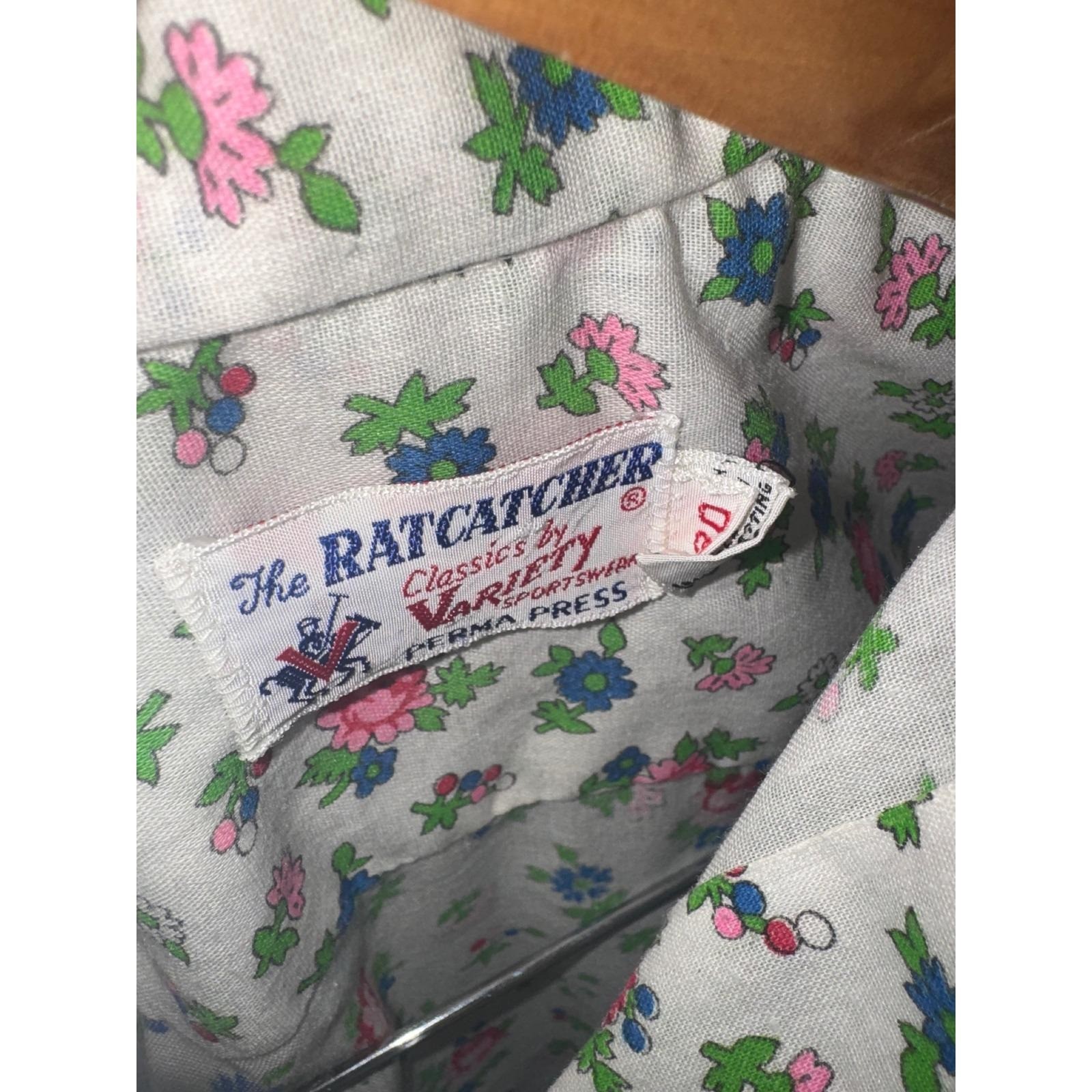 Vintage 60s 70s Ratcatcher Floral Button Up Shirt Perma Press Ditsy Print Small