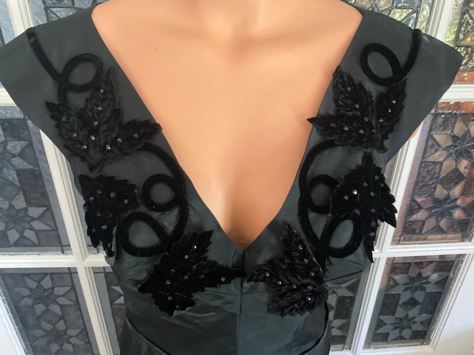 Vtg. Black Satin Taffeta Dress Whimsigoth Dark Fairycore Gothic Henry A Conder