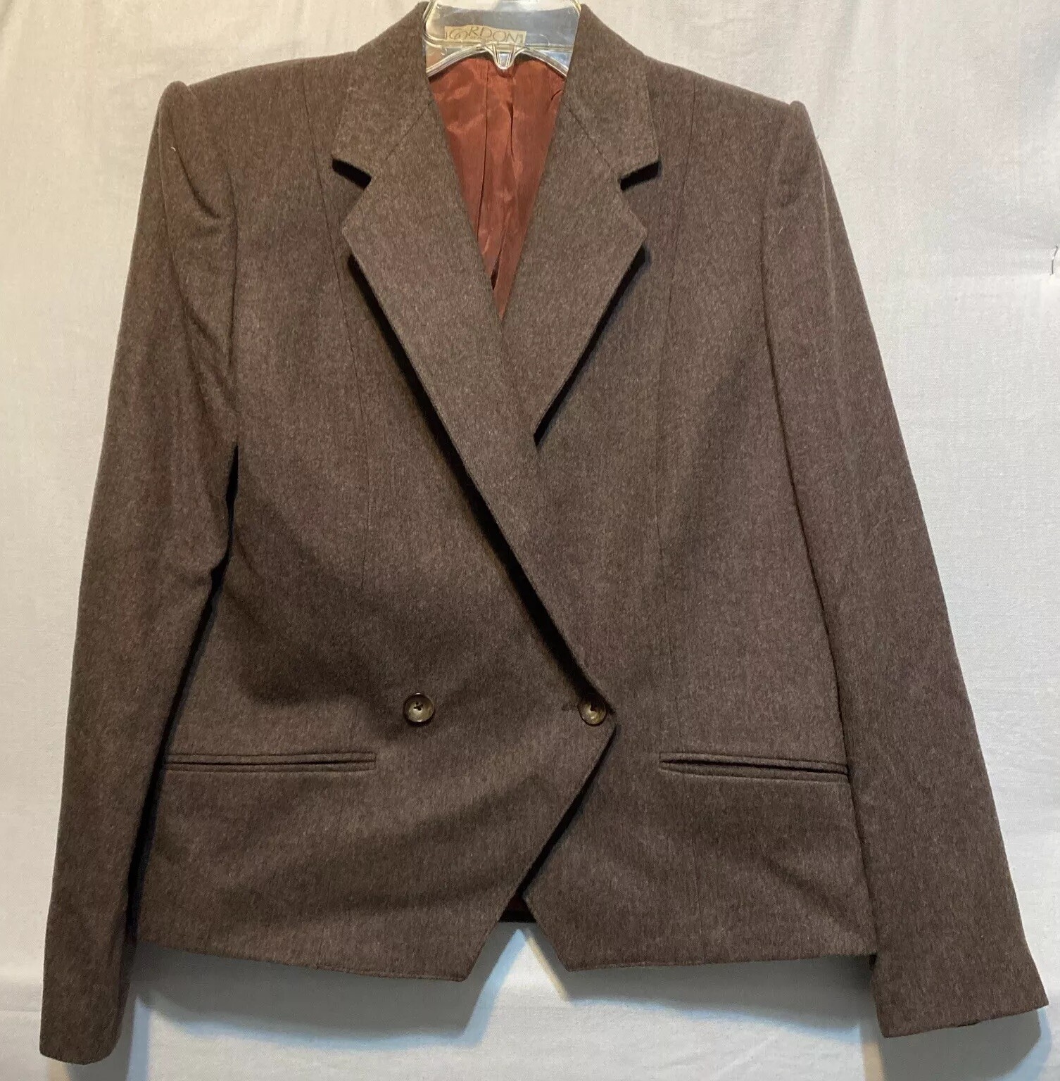 Vintage Gordon of Philadelphia Pure Wool Blend Jacket Double Breasted 10 Brown
